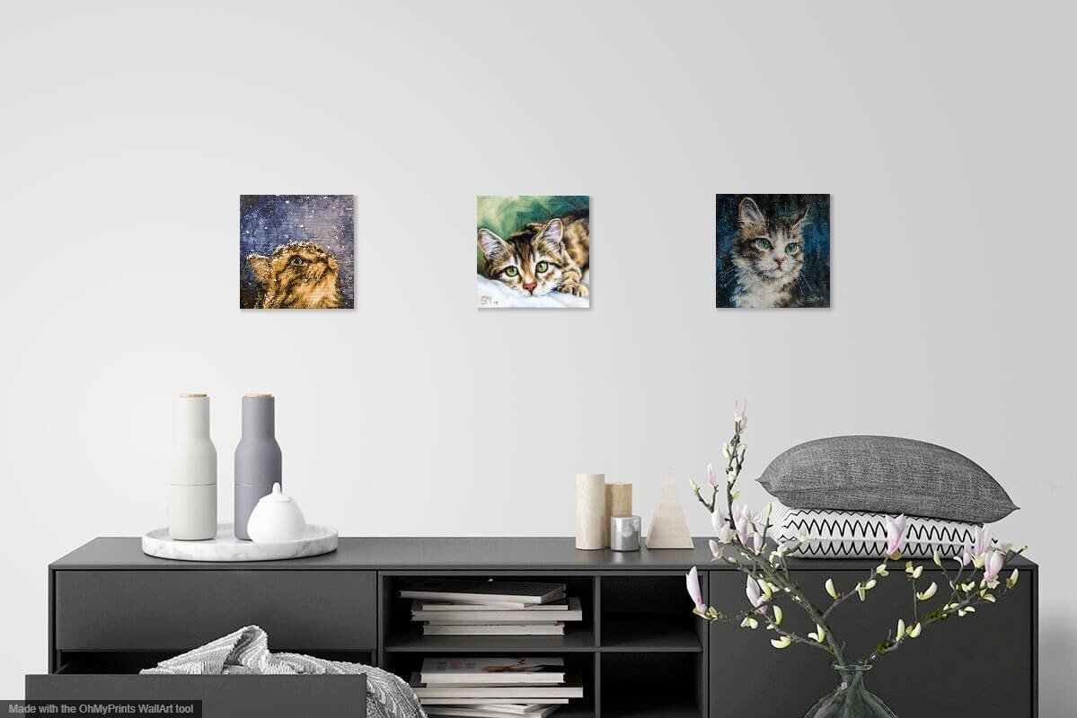 Maisie Original art 8" by S. Lee Mark Cat oil painting Pet portrait Scottish Cat portrait Animal art Home & Living Home Wall Décor Paintings