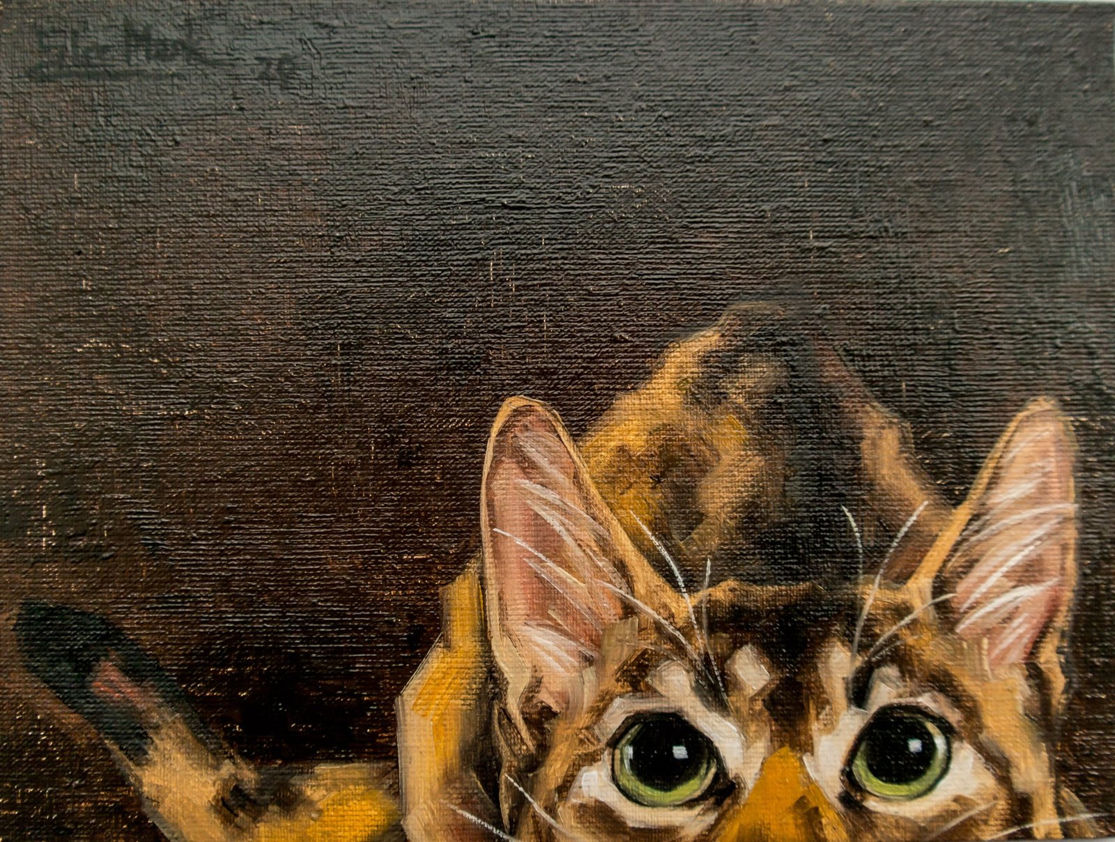 Hidden Original art, 6"x8" by S. Lee Mark Cat oil painting, Pet portrait, Ginger cat, Cat portrait, Animal painting, Animal art by Svitlana Lee Mark