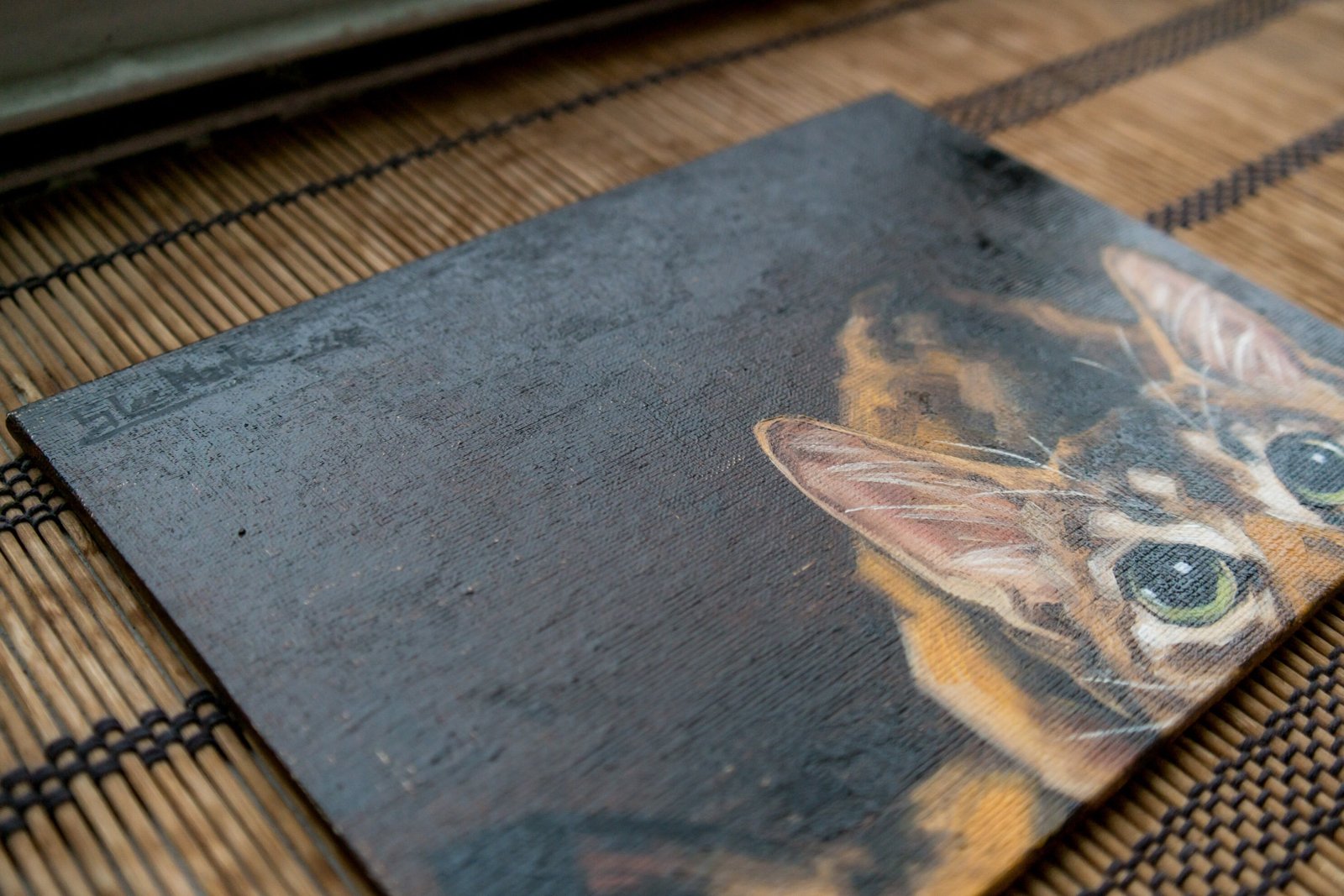 Hidden Original art, 6"x8" by S. Lee Mark Cat oil painting, Pet portrait, Ginger cat, Cat portrait, Animal painting, Animal art