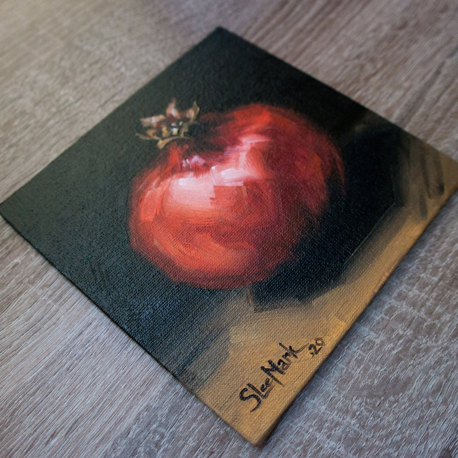 Garnet Original art 6x6 by S. Lee Mark - Stil life oil painting Fruit art Fruit still life Fruit painting Citrus art Home Living Décor Wall