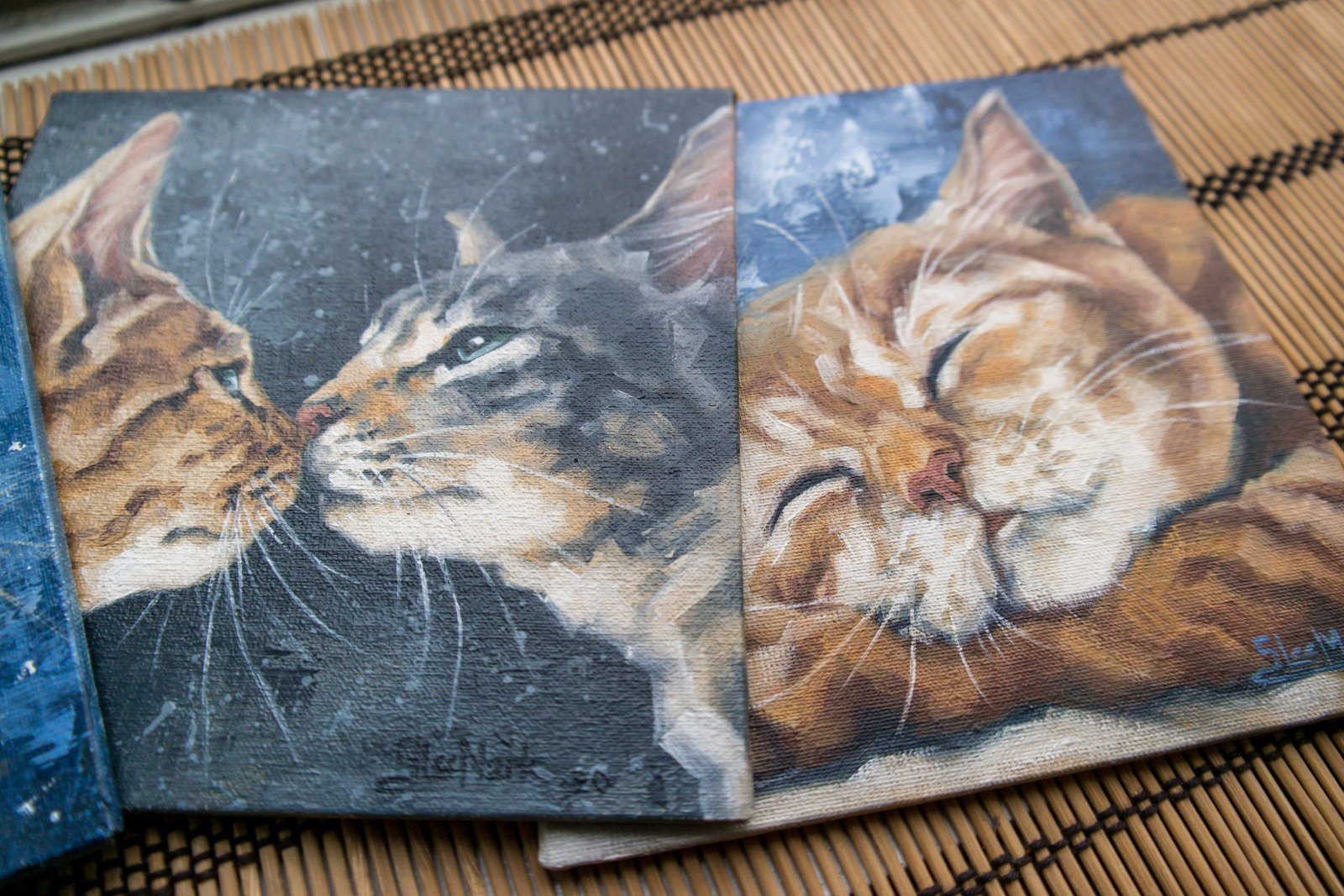 Cat oil painting, Pet portrait, Ginger cat, Cat portrait, Animal painting, Animal art, Original art, 6x6 by S.Lee Mark
