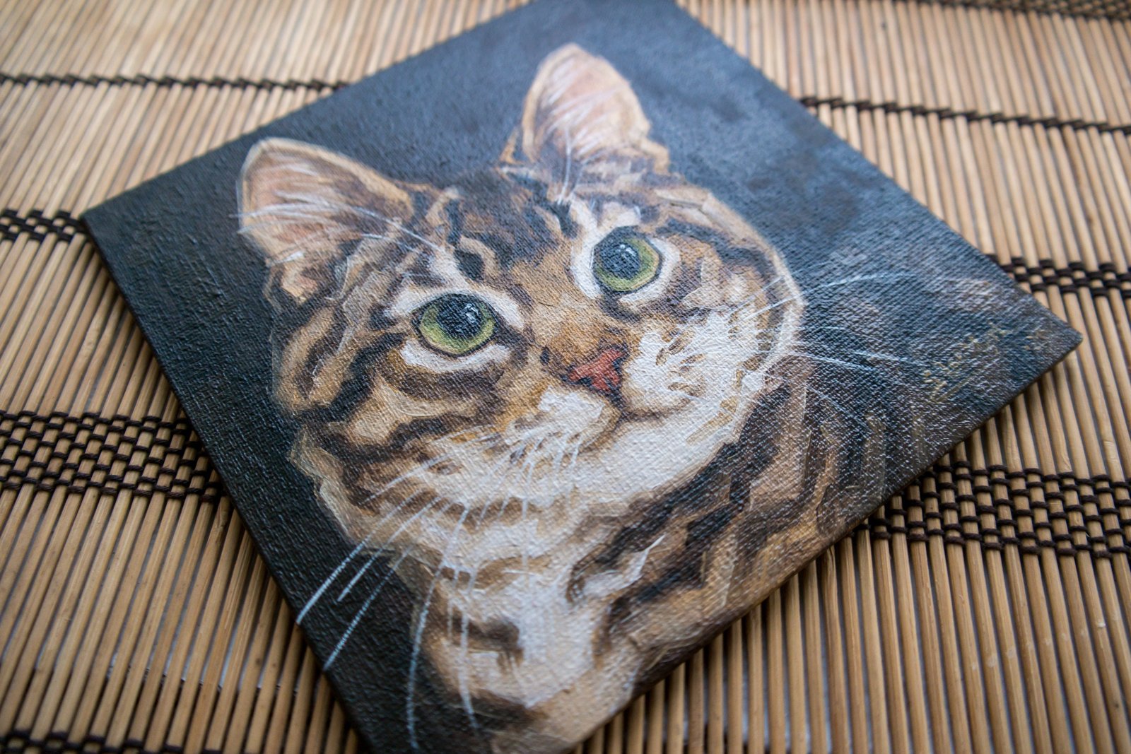 Cat oil painting, Pet portrait, Ginger cat, Cat portrait, Animal painting, Animal art, Original art, 6x6 by S.Lee Mark