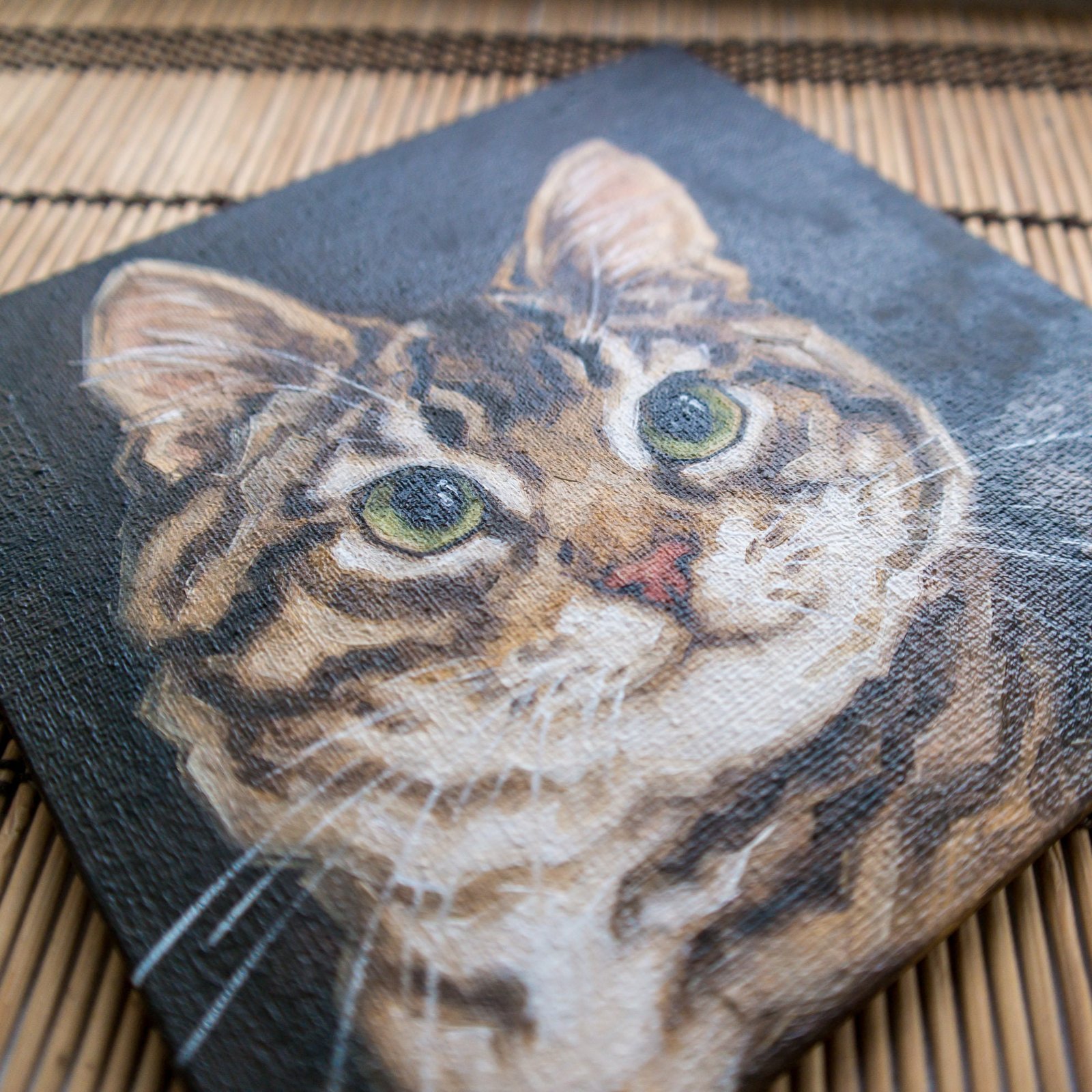 Cat oil painting, Pet portrait, Ginger cat, Cat portrait, Animal painting, Animal art, Original art, 6x6 by S.Lee Mark