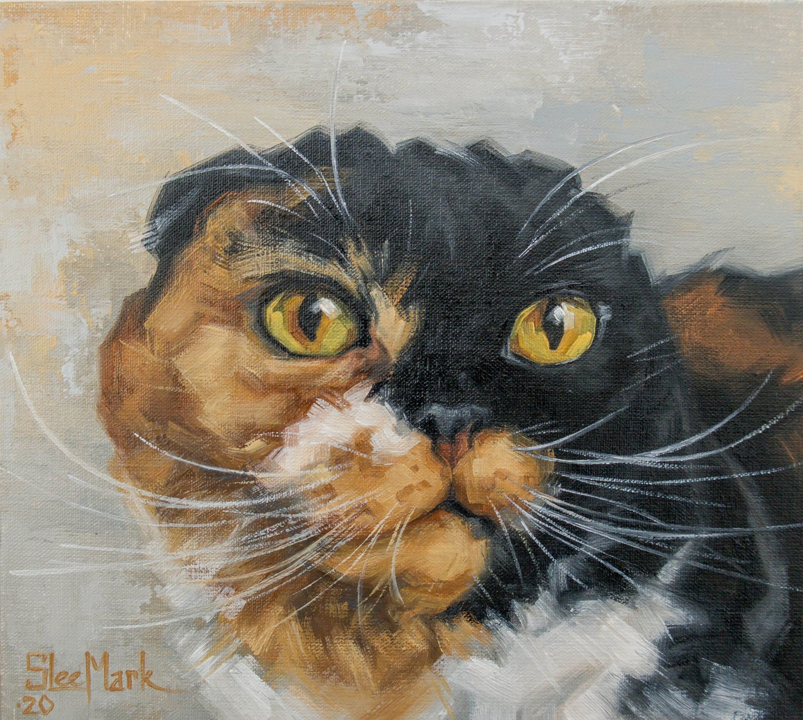 Maisie Original art 8" by S. Lee Mark Cat oil painting Pet portrait Scottish Cat portrait Animal art Home & Living Home Wall Décor Paintings by Svitlana Lee Mark