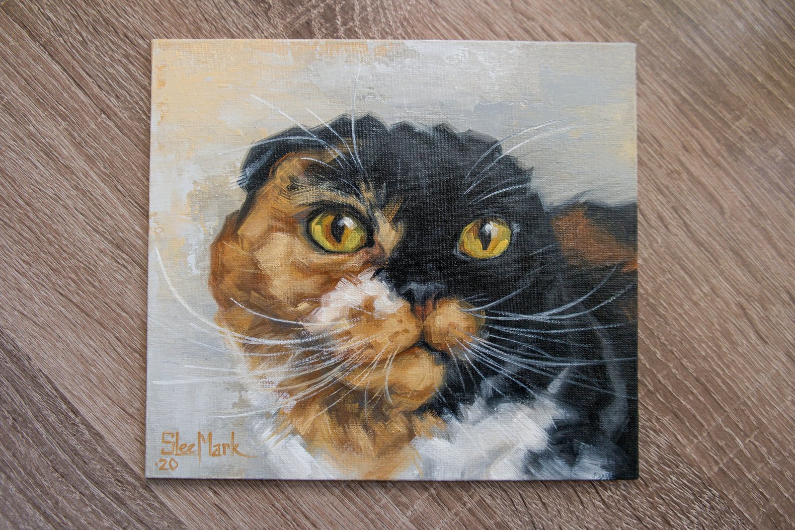 Maisie Original art 8" by S. Lee Mark Cat oil painting Pet portrait Scottish Cat portrait Animal art Home & Living Home Wall Décor Paintings