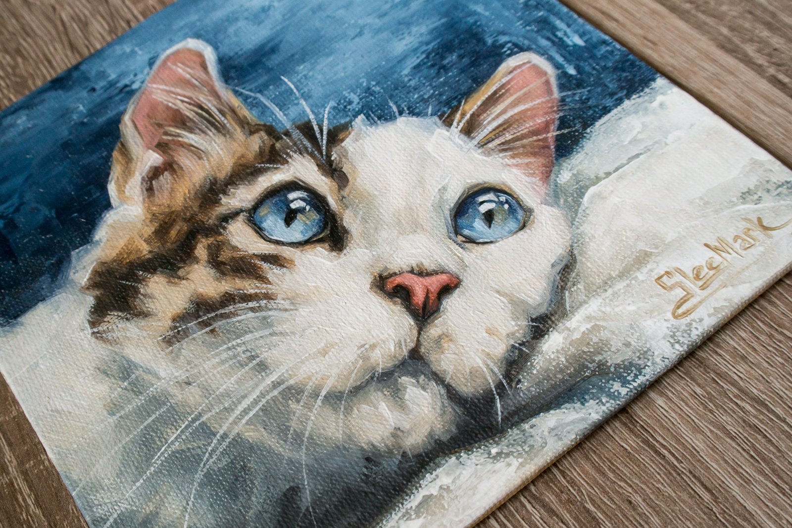 Kitti Original art 6"x6" by S. Lee Mark Cat oil painting, Pet portrait, Ginger cat, Cat portrait, Animal painting, Animal art
