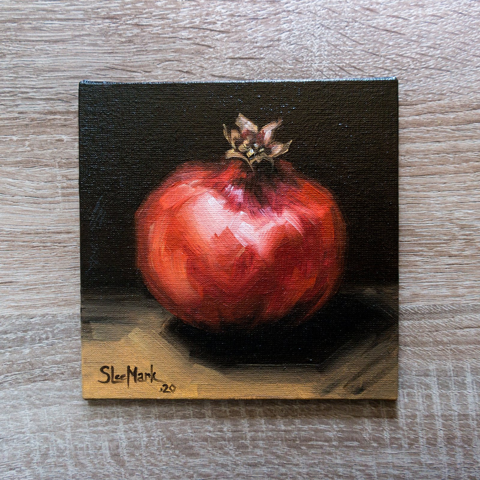 Garnet Original art 6x6 by S. Lee Mark - Stil life oil painting Fruit art Fruit still life Fruit painting Citrus art Home Living Décor Wall