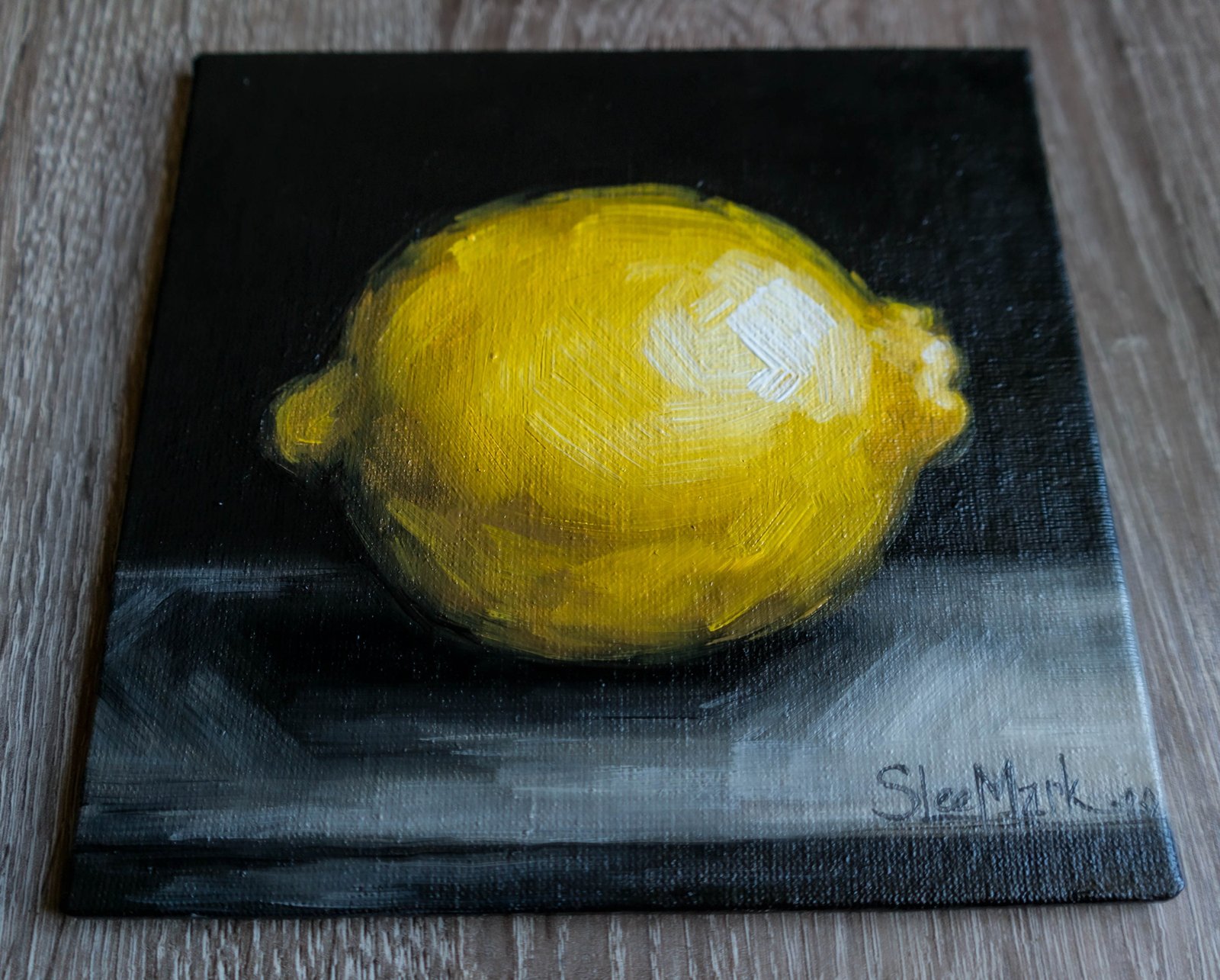 Lemon Original art 6x6 by S. Lee Mark - Stil life oil painting Fruit art Fruit still life Fruit painting Home Living Décor Wall Hangings