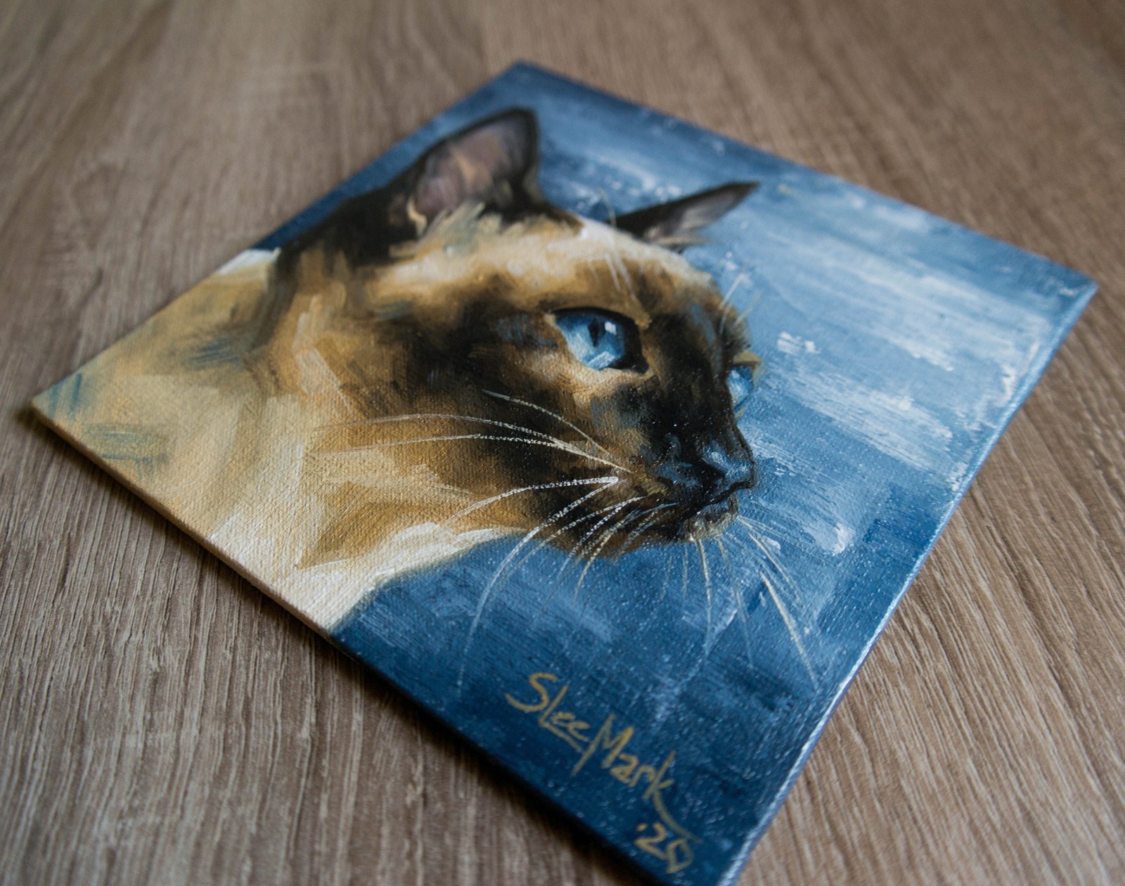 Waiting for... Original art 6x6 by S. Lee Mark - Cat oil painting, Pet portrait, Ginger cat, Cat portrait, Animal painting, Animal art