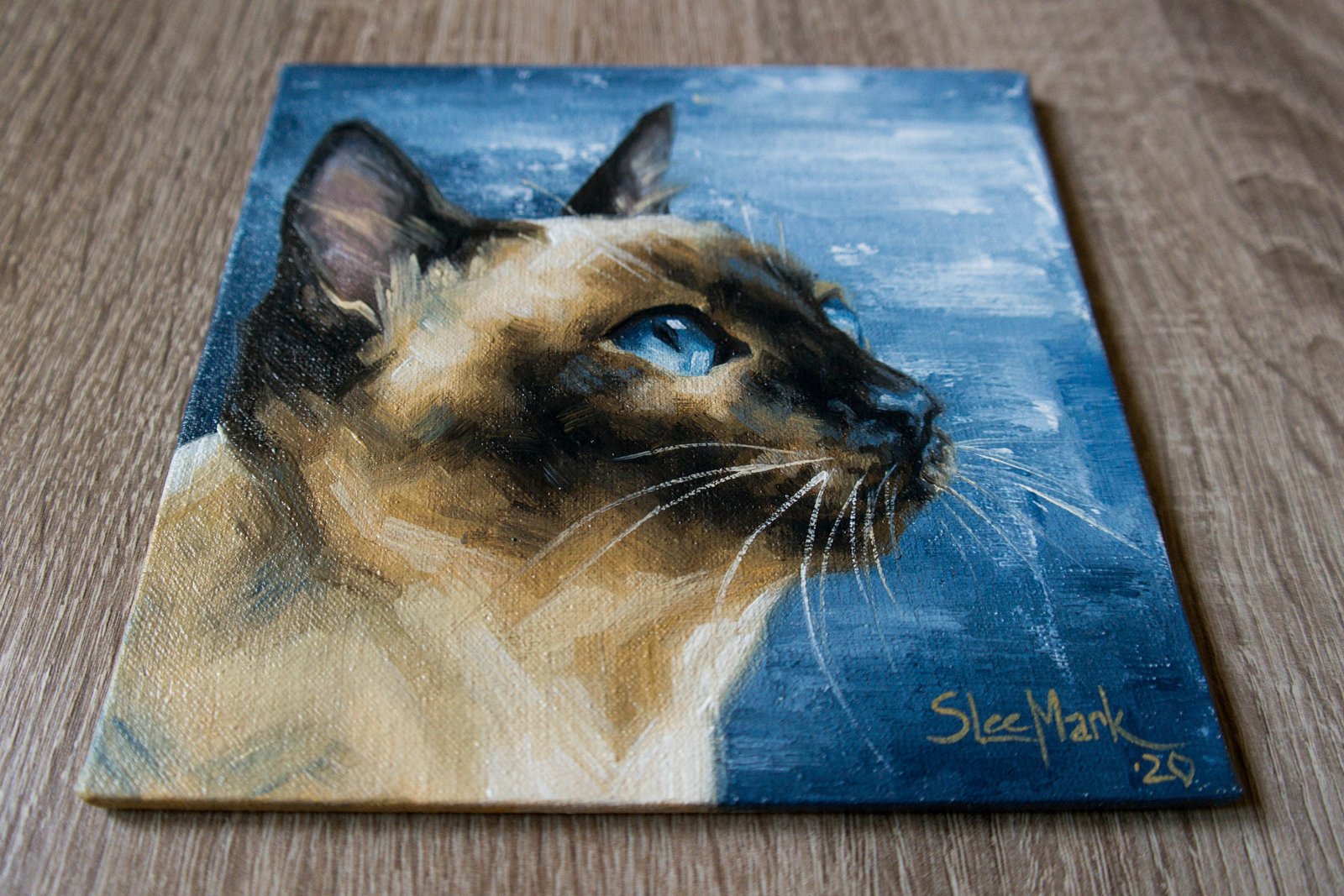Waiting for... Original art 6x6 by S. Lee Mark - Cat oil painting, Pet portrait, Ginger cat, Cat portrait, Animal painting, Animal art