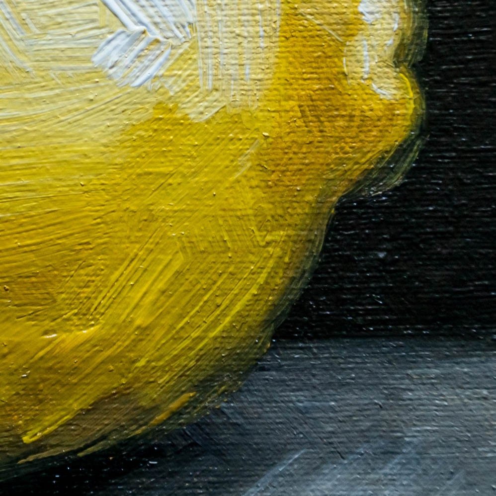 Lemon Original art 6x6 by S. Lee Mark - Stil life oil painting Fruit art Fruit still life Fruit painting Home Living Décor Wall Hangings