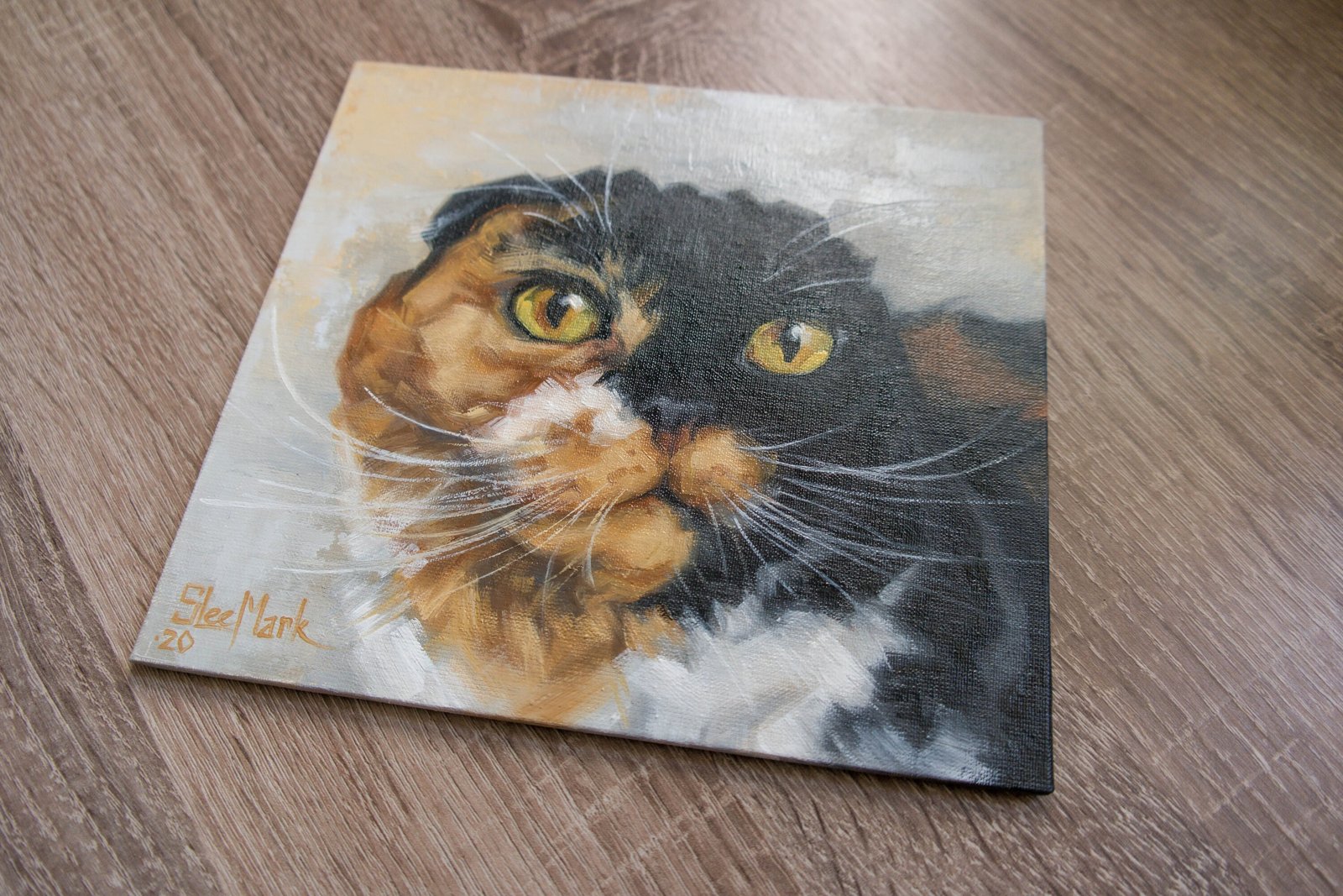 Maisie Original art 8" by S. Lee Mark Cat oil painting Pet portrait Scottish Cat portrait Animal art Home & Living Home Wall Décor Paintings