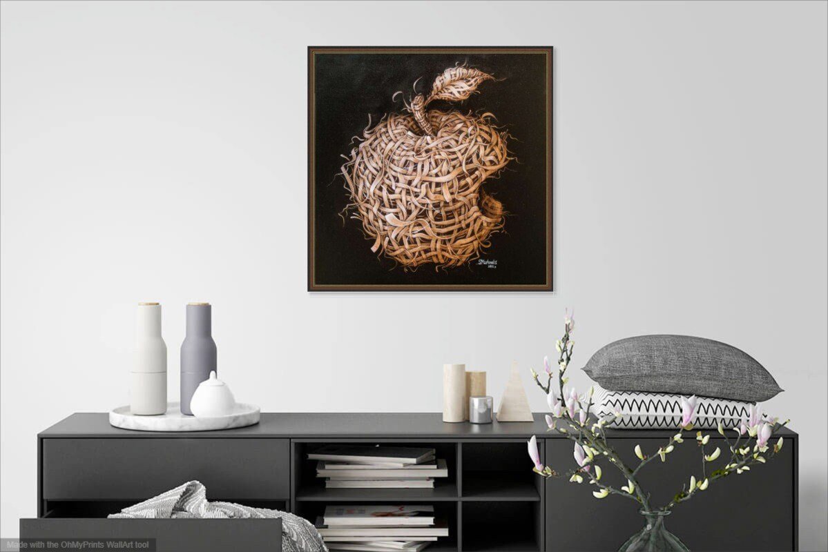 Apple IX 20" Original Modern art by S. Lee Mark Network Stil life oil painting Fruit art Fruit still life Fruit painting Apple art