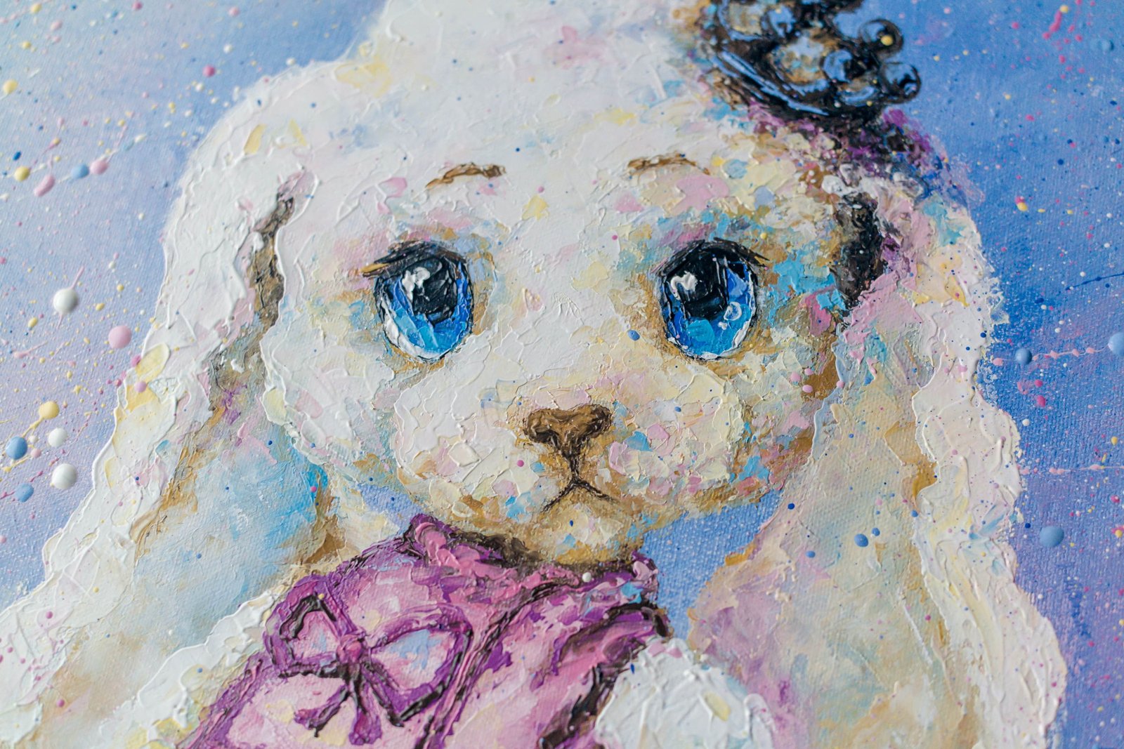 Barbie Rabbit Betti 20" Modern Original art by S. Lee Mark rabbit princess bunny animal fine art painting rabbit queen Barbie bunny pink