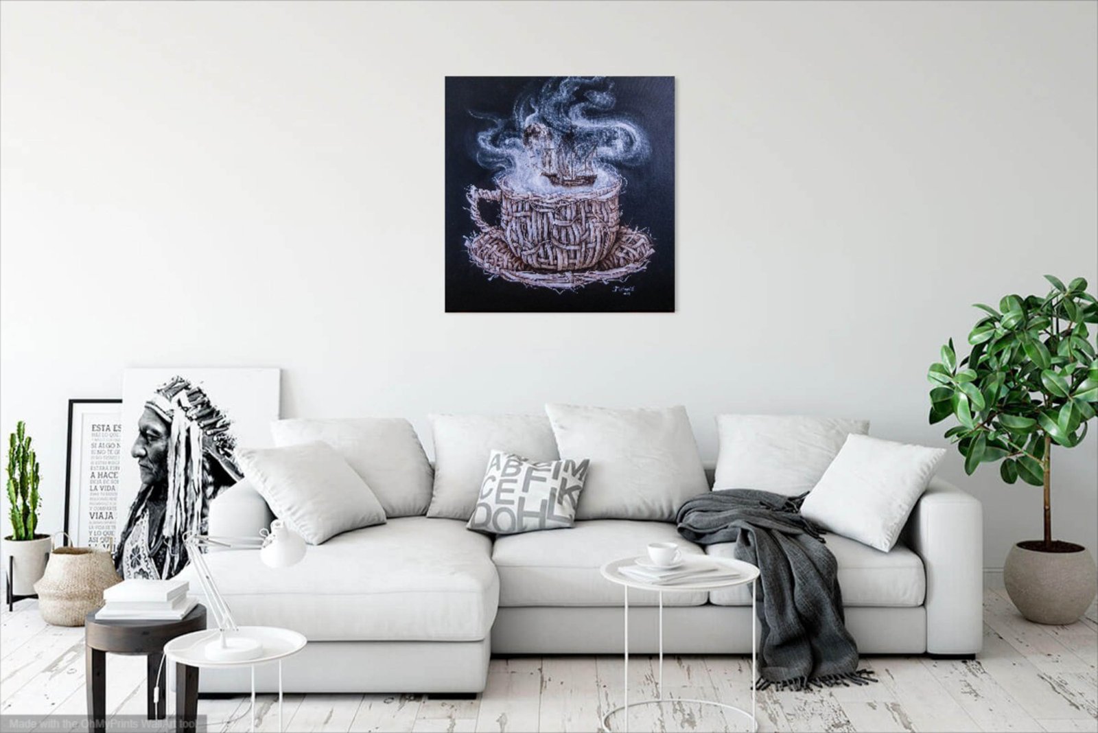 Coffee dreams 20" Original art Modern by S. Lee Mark Network oil painting Coffee Cup painting Coffee art Home Décor Wall Hangings Paintings