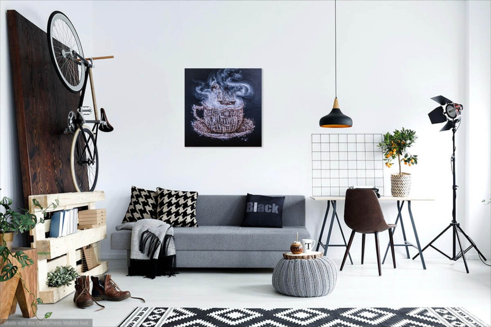 Coffee dreams 20" Original art Modern by S. Lee Mark Network oil painting Coffee Cup painting Coffee art Home Décor Wall Hangings Paintings