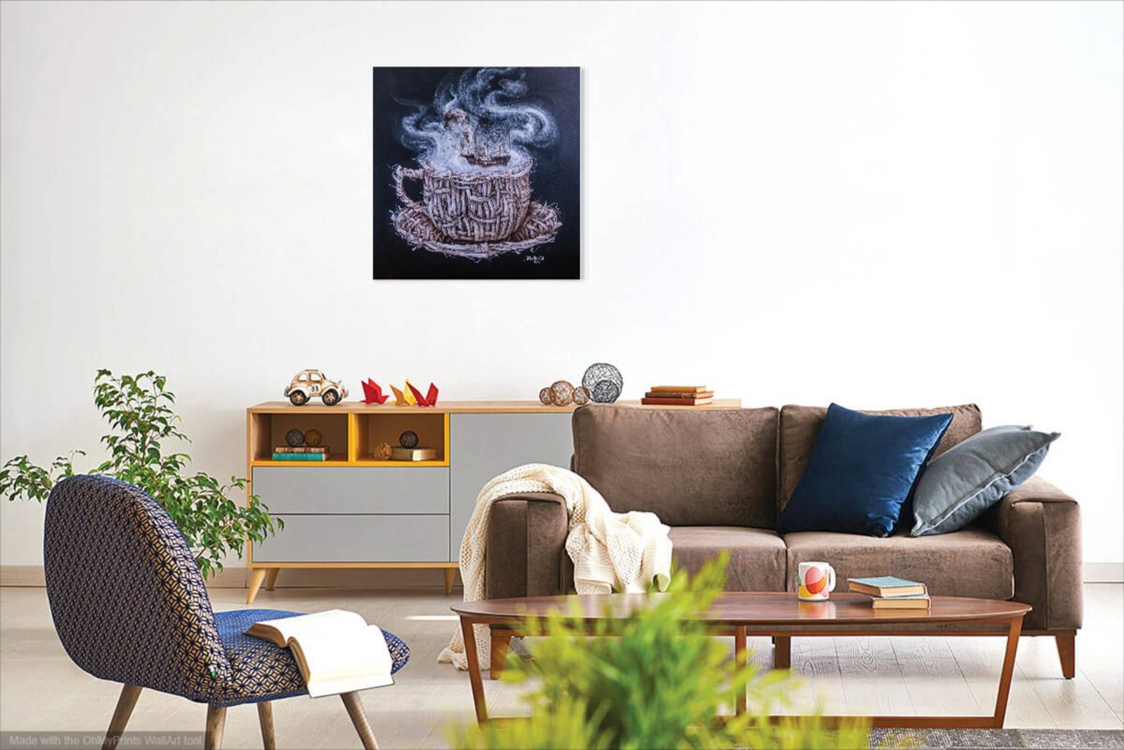 Coffee dreams 20" Original art Modern by S. Lee Mark Network oil painting Coffee Cup painting Coffee art Home Décor Wall Hangings Paintings