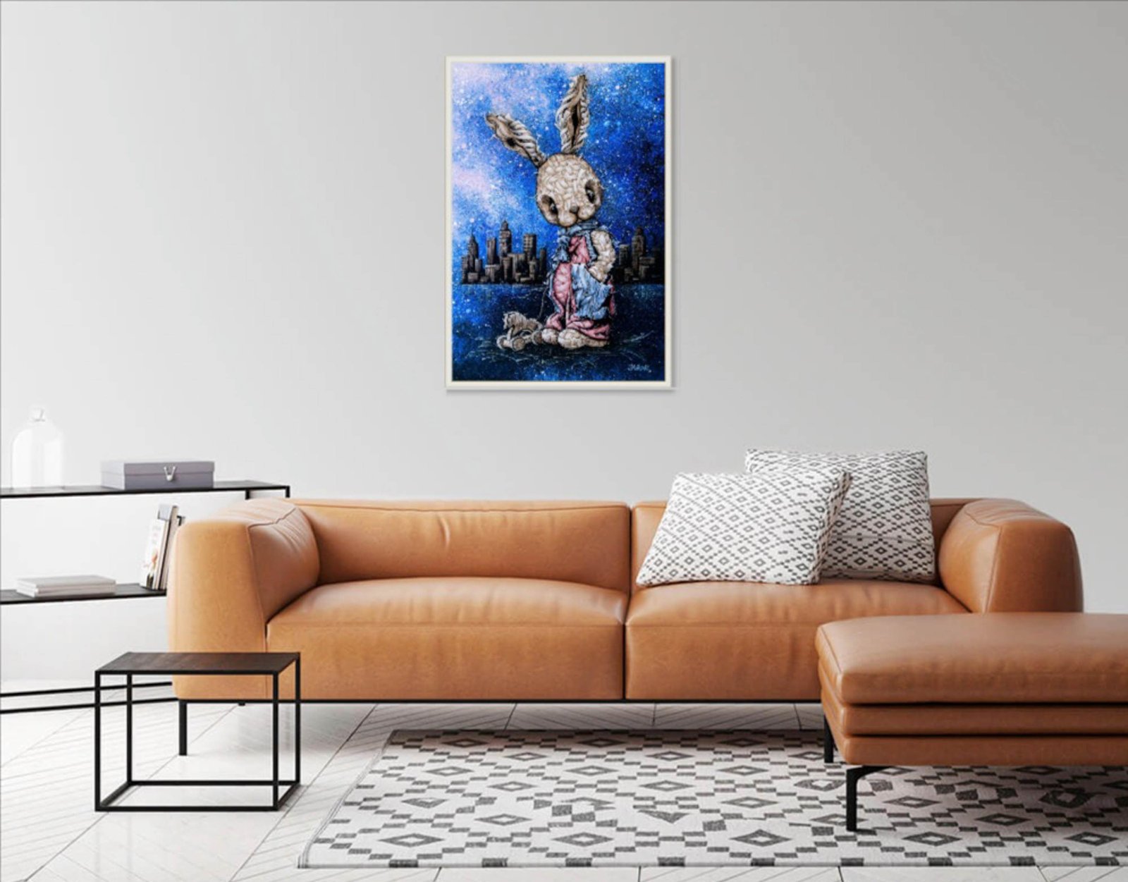 Rabbit Romeo 26" Original Modern art by S. Lee Mark Home & Living Home Décor Wall Décor Wall Hangings Rabbit Paintings Banny