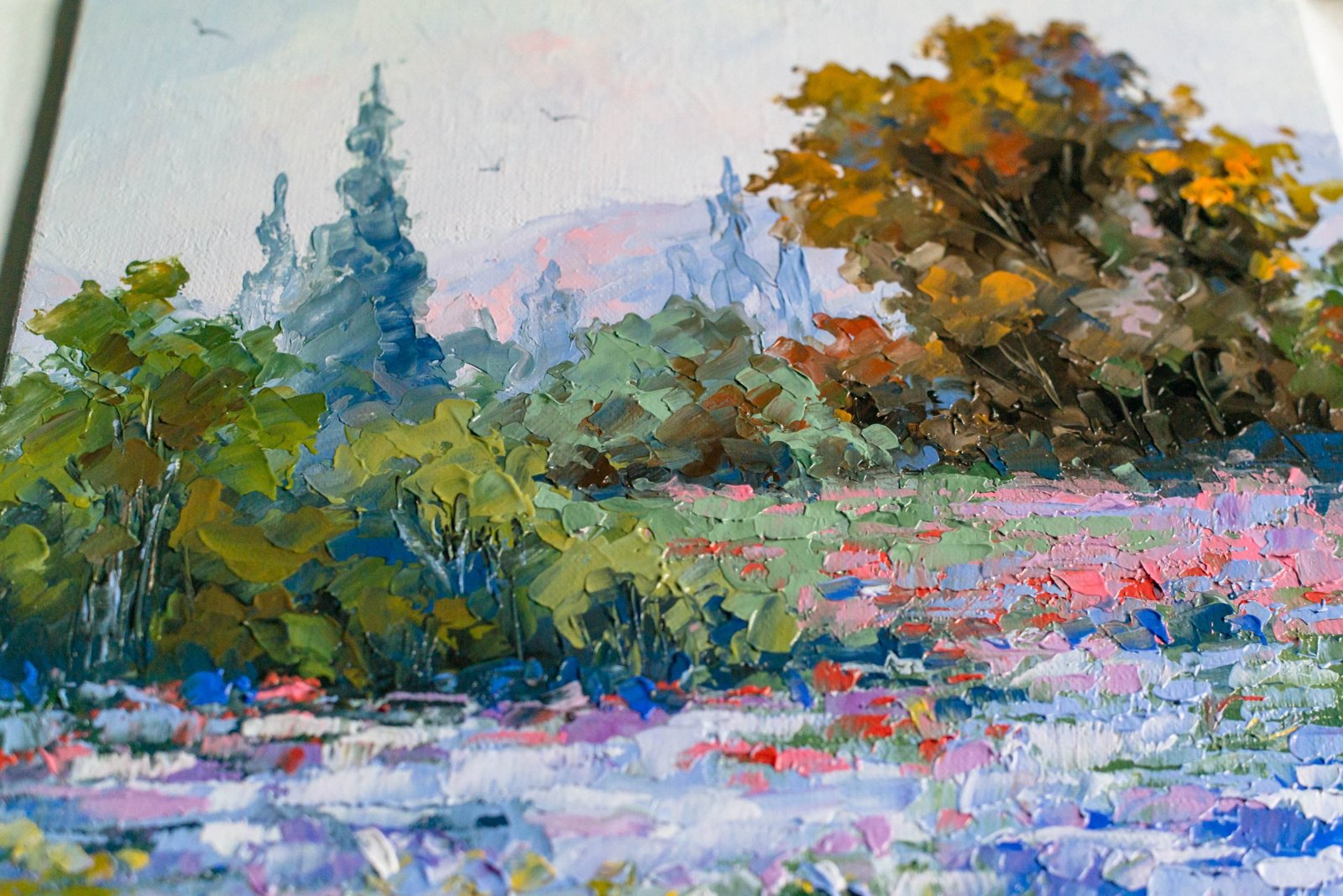 Flowers Original art 8" by S. Lee Mark - Flowers Still Life Art Flowers field art Home Décor Wall Hangings Paintings Home & Living small art