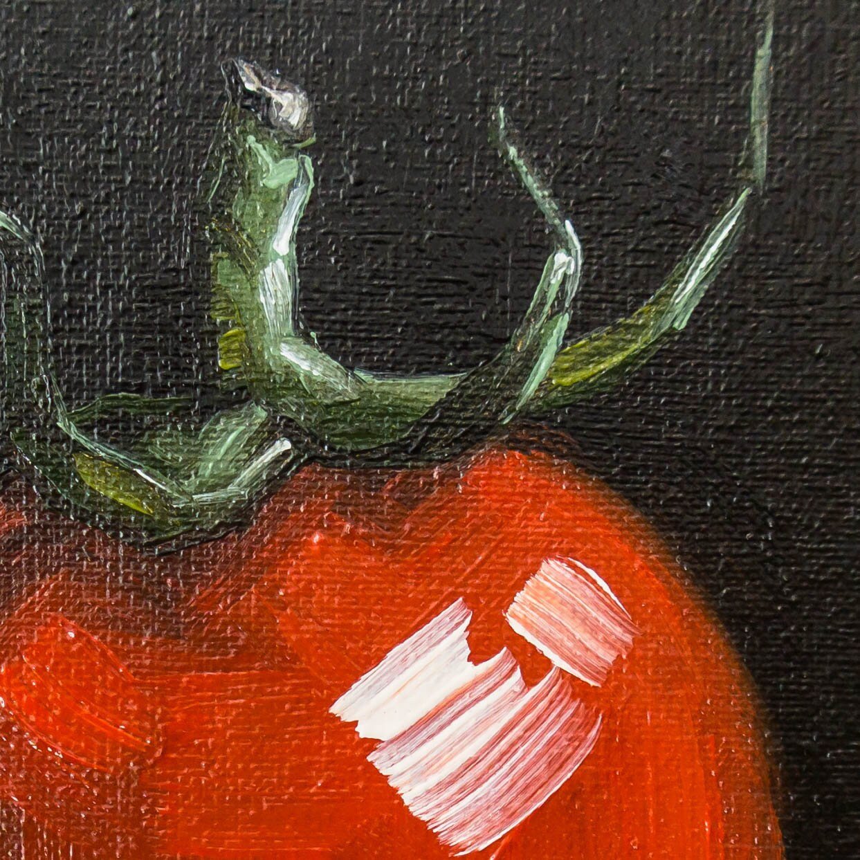 Tomato Original art 6x6 by S. Lee Mark - Stil life oil painting Fruit art Vegetable still life painting Small artwork Kitchen Decor