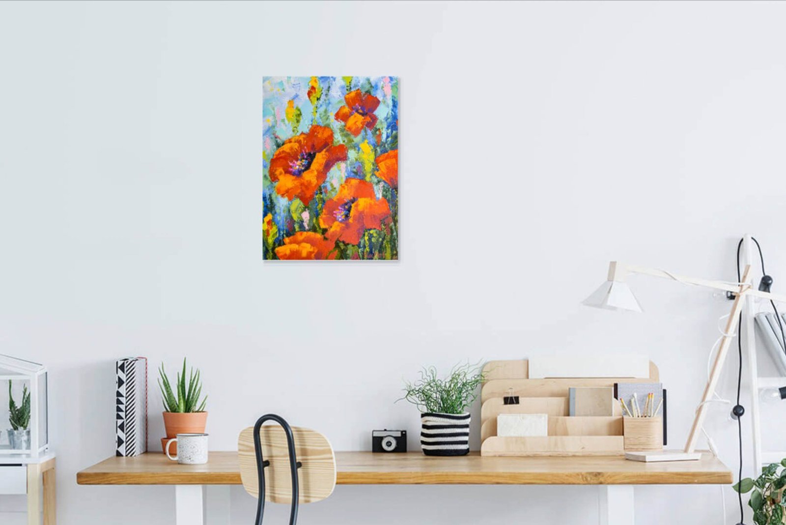 Poppies Original art 16" by S. Lee Mark - Flowers Still Life Art Poppies Flowers art Home Décor Wall Hangings Paintings Home & Living small