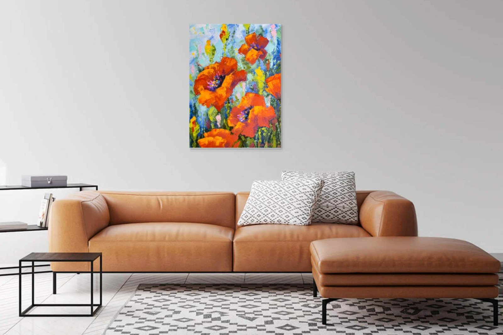Poppies Original art 16" by S. Lee Mark - Flowers Still Life Art Poppies Flowers art Home Décor Wall Hangings Paintings Home & Living small
