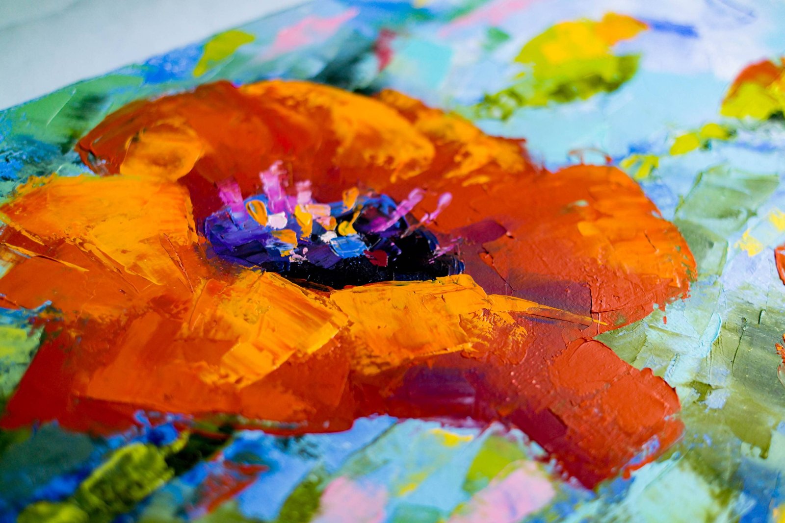 Poppies Original art 16" by S. Lee Mark - Flowers Still Life Art Poppies Flowers art Home Décor Wall Hangings Paintings Home & Living small