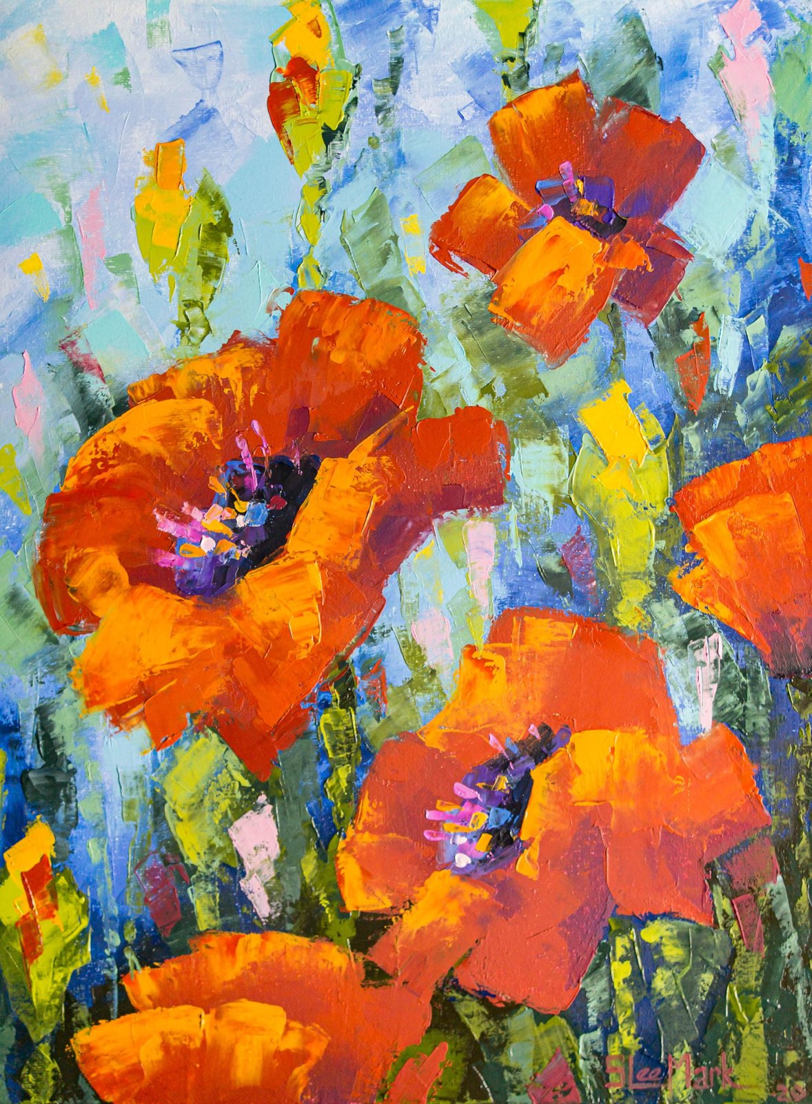 Poppies Original art 16" by S. Lee Mark - Flowers Still Life Art Poppies Flowers art Home Décor Wall Hangings Paintings Home & Living small by Svitlana Lee Mark