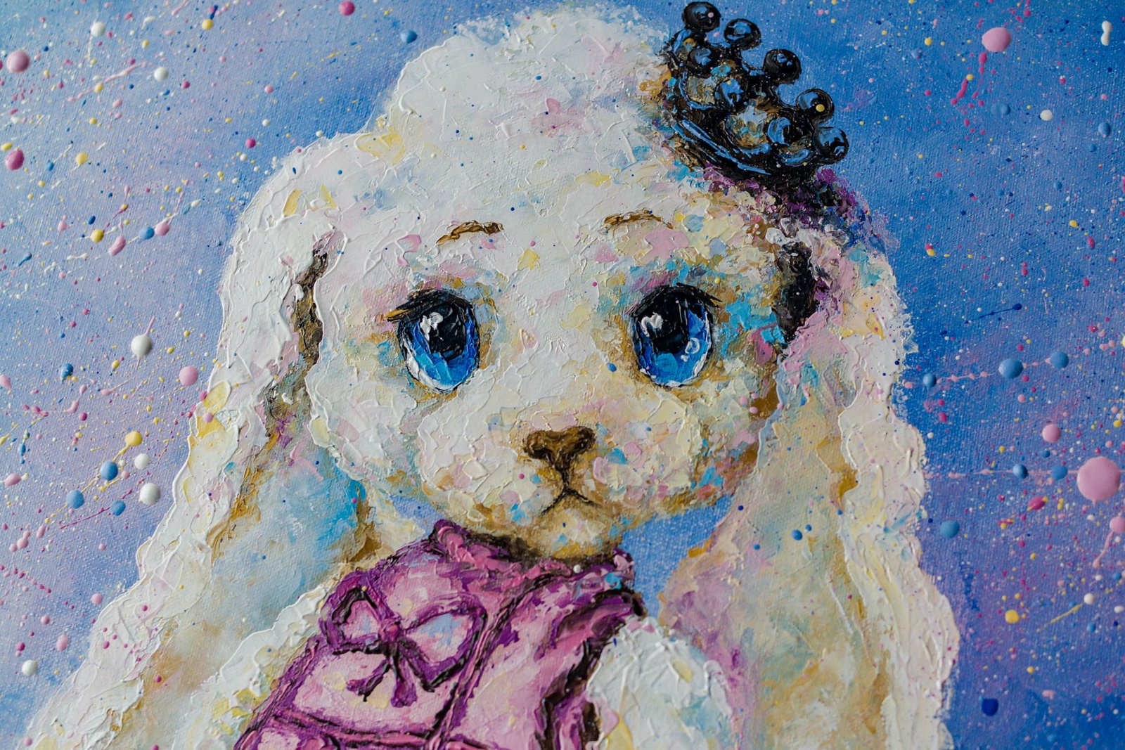 Barbie Rabbit Betti 20" Modern Original art by S. Lee Mark rabbit princess bunny animal fine art painting rabbit queen Barbie bunny pink