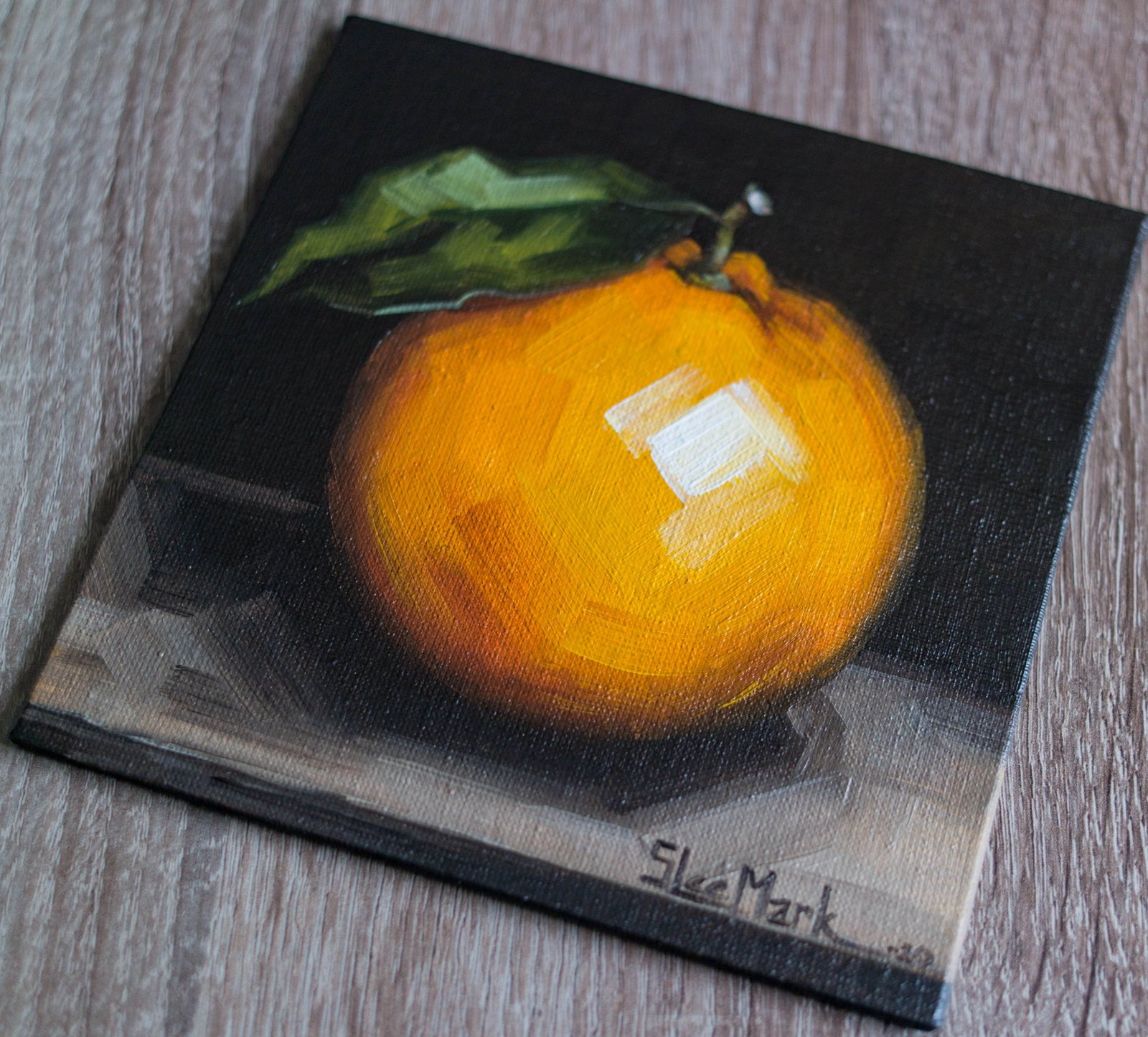 Orange Original art 6x6 by S. Lee Mark Stil life oil painting Fruit art Fruit still life Fruit painting Citrus art Home Décor Wall Hangings
