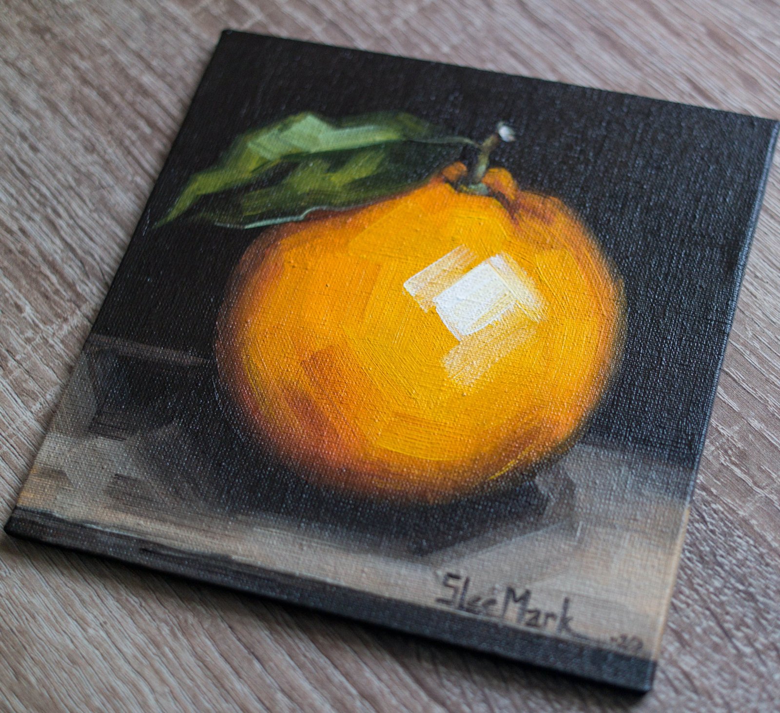 Orange Original art 6x6 by S. Lee Mark Stil life oil painting Fruit art Fruit still life Fruit painting Citrus art Home Décor Wall Hangings