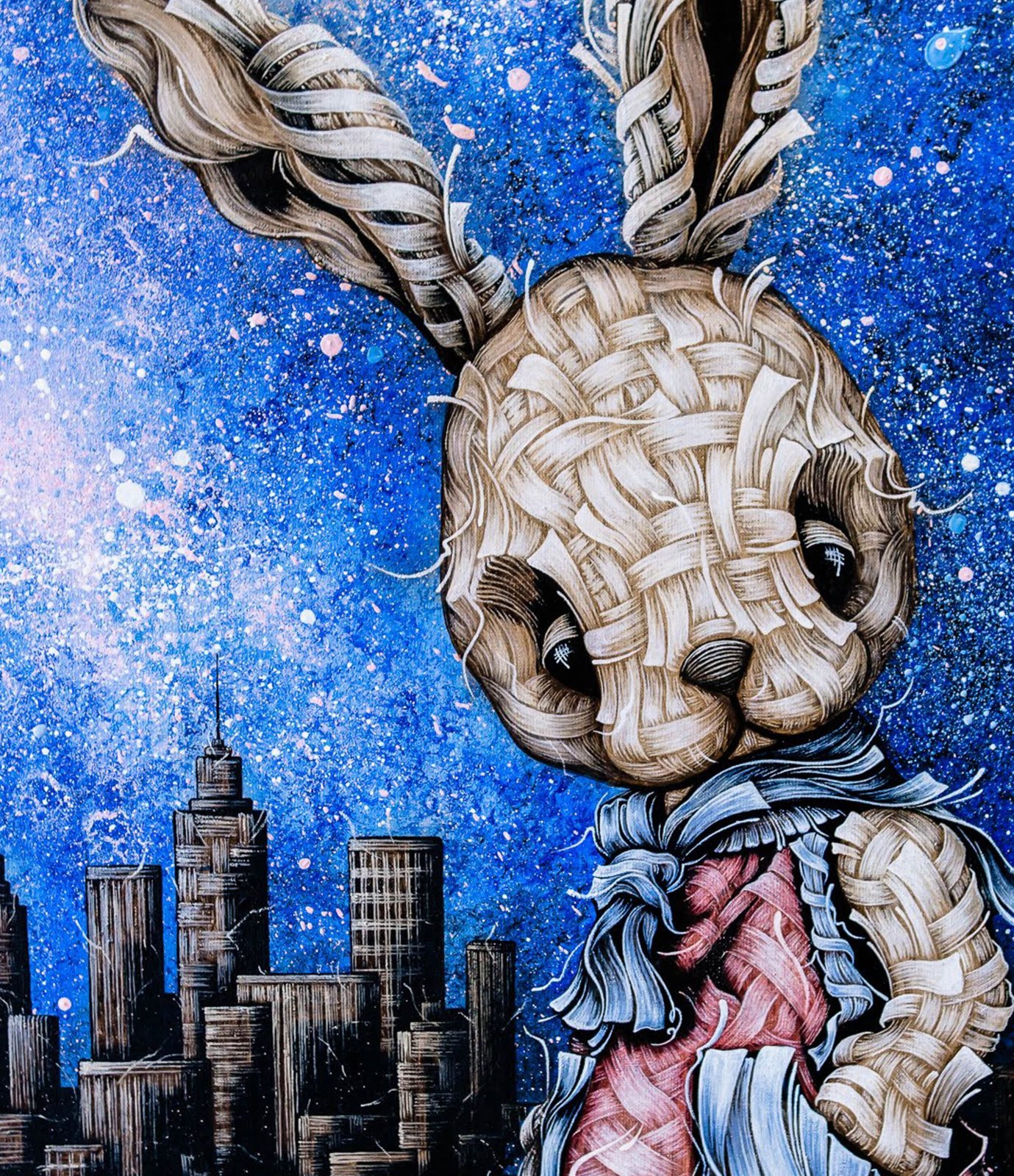 Rabbit Romeo 26" Original Modern art by S. Lee Mark Home & Living Home Décor Wall Décor Wall Hangings Rabbit Paintings Banny