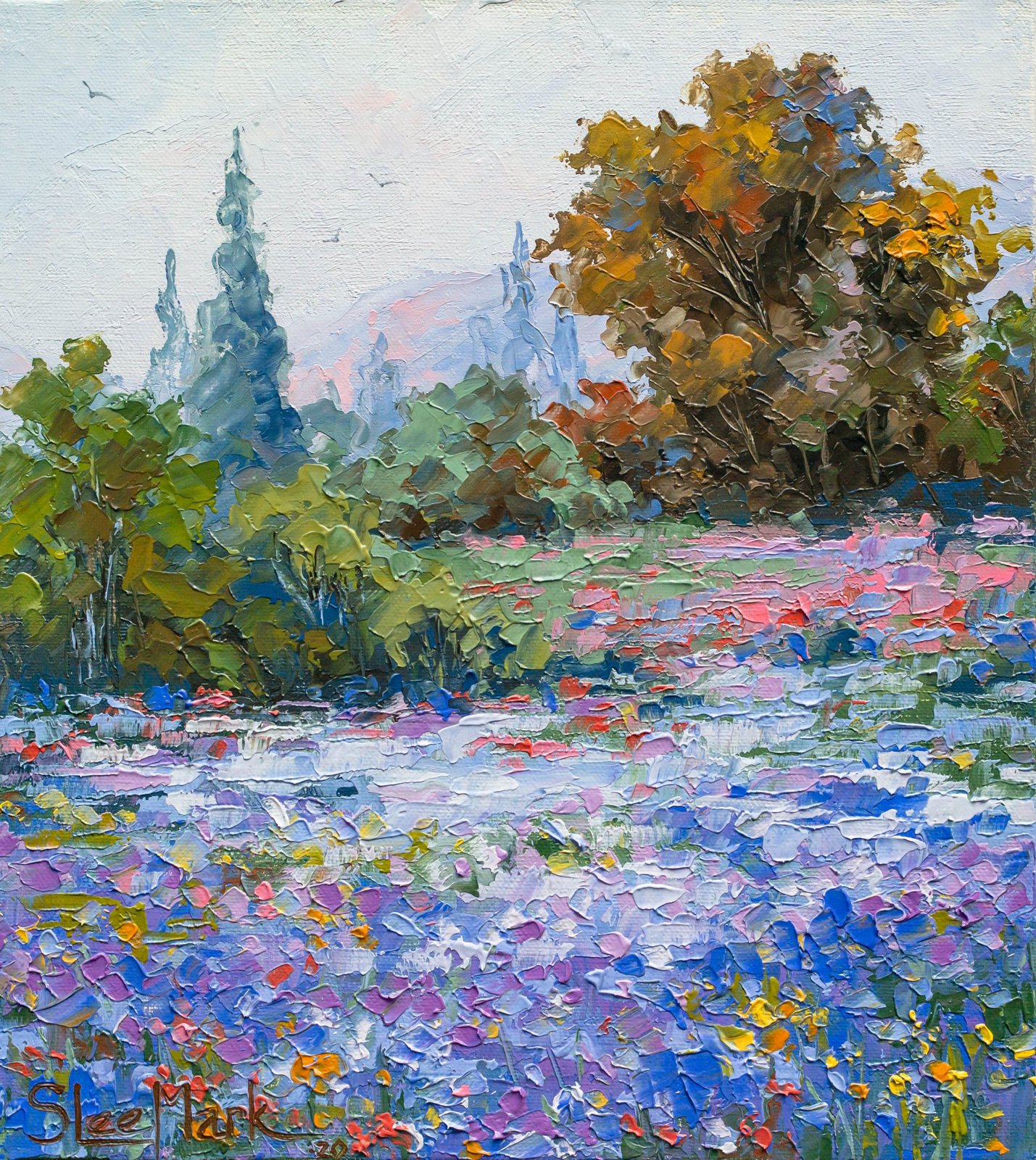 Flowers Original art 8" by S. Lee Mark - Flowers Still Life Art Flowers field art Home Décor Wall Hangings Paintings Home & Living small art by Svitlana Lee Mark