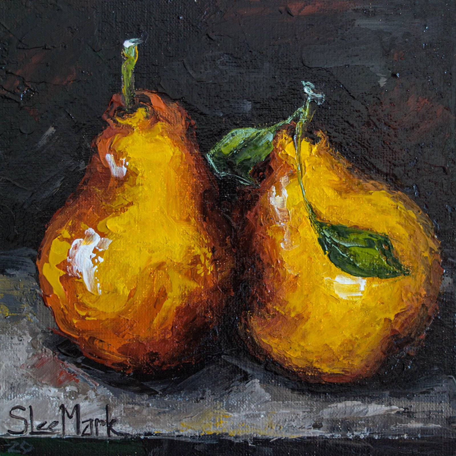 Pears Original art 6x6 by S. Lee Mark Stil life oil painting Fruit art Fruit still life Fruit painting Citrus art Home Décor Wall Hangings by Svitlana Lee Mark