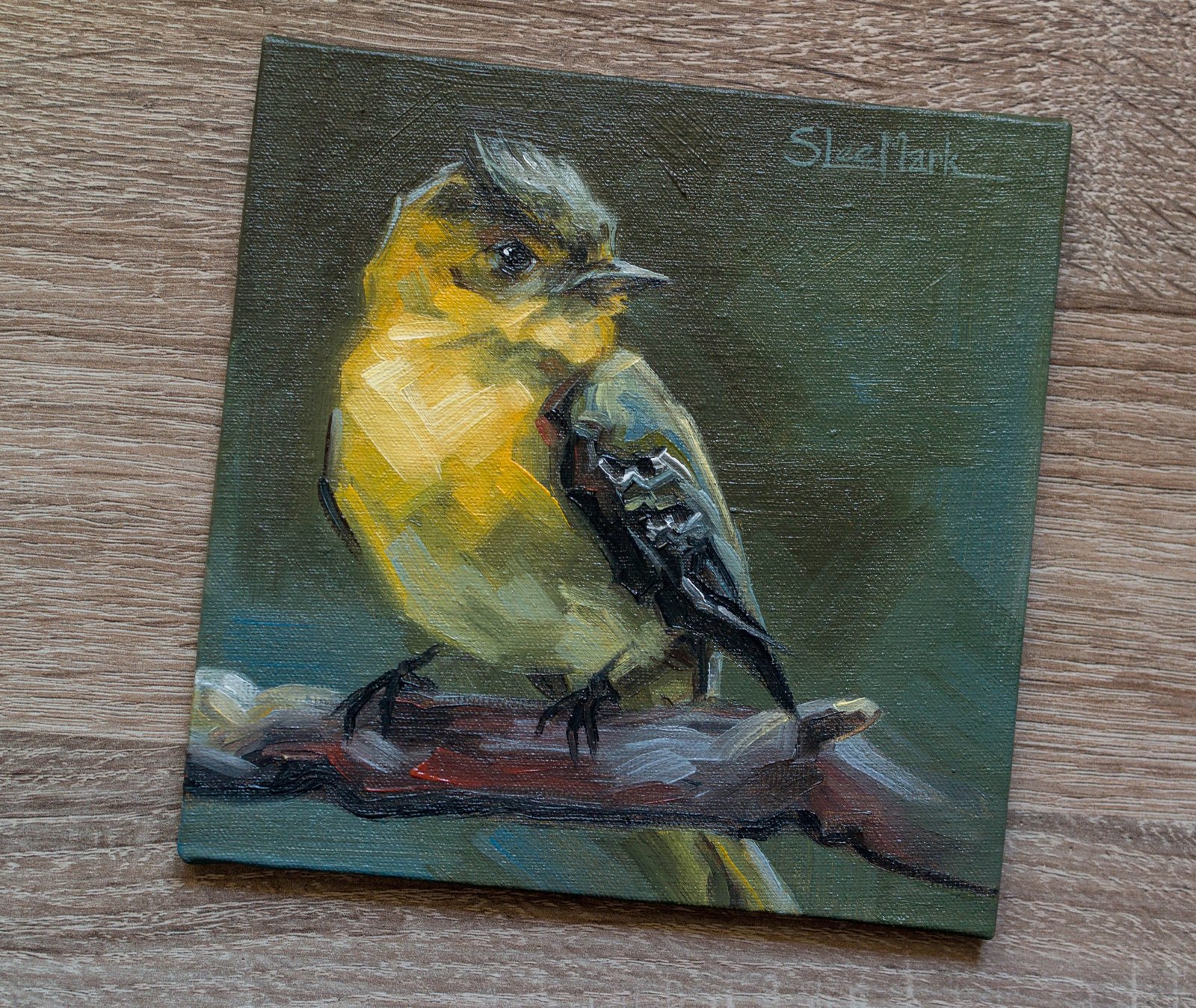 Bird Original art 6" by S. Lee Mark oil painting Pet portrait Animal art Home & Living Home Wall Décor Paintings