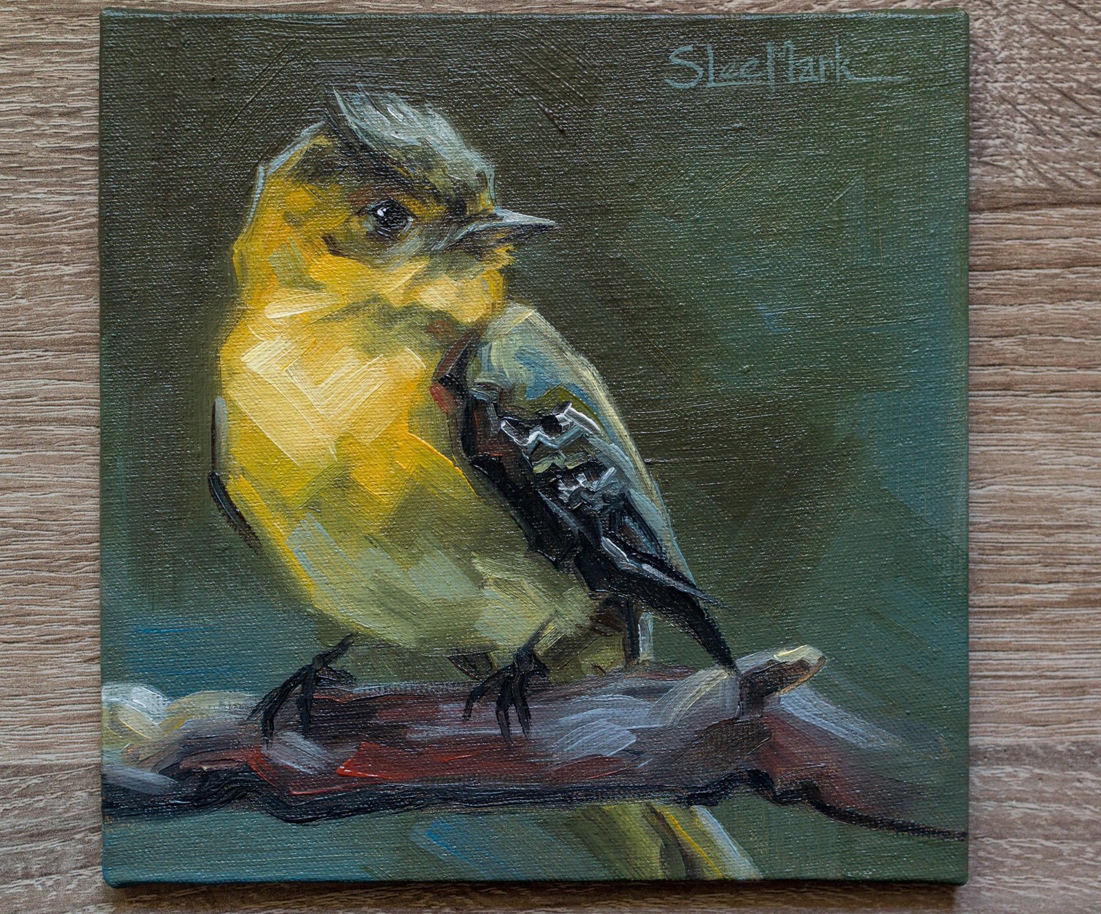 Bird Original art 6" by S. Lee Mark oil painting Pet portrait Animal art Home & Living Home Wall Décor Paintings