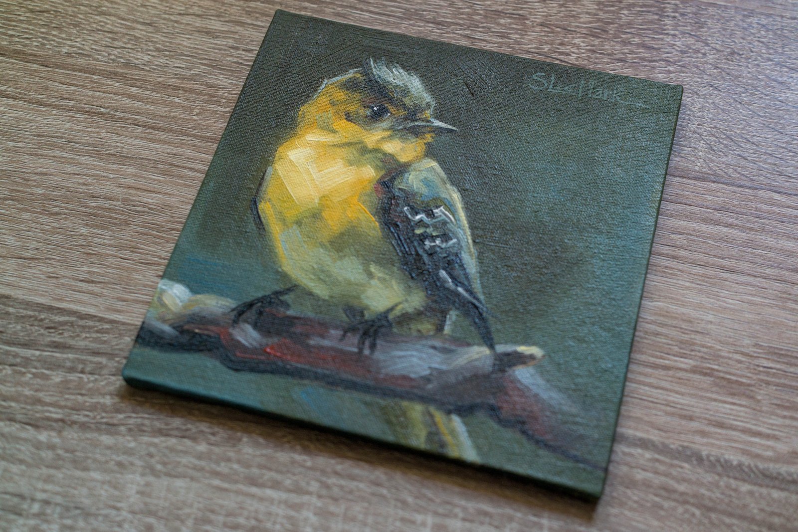 Bird Original art 6" by S. Lee Mark oil painting Pet portrait Animal art Home & Living Home Wall Décor Paintings