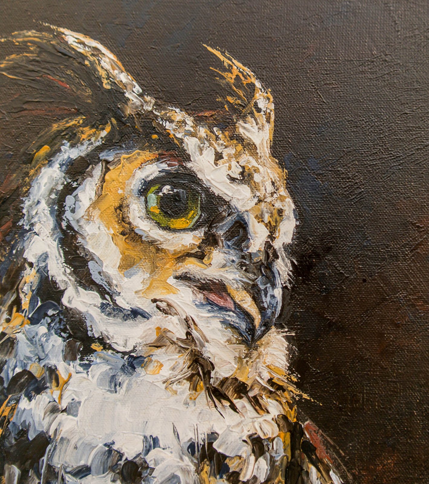 Wise Owl Original art 8" by S. Lee Mark Bird oil painting Pet portrait Animal art Home & Living Home Wall Décor Paintings