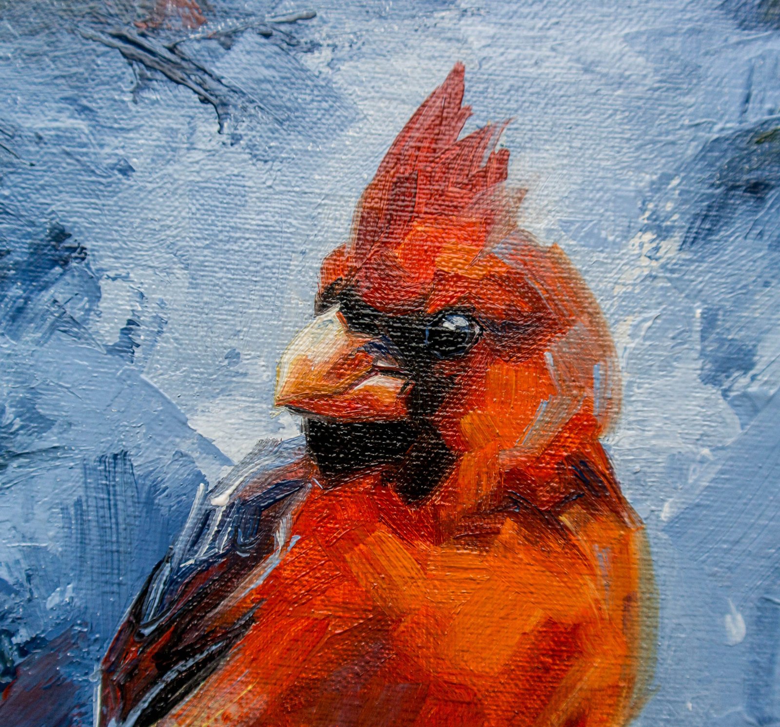 Red cardinal Original art 6" by S. Lee Mark oil painting Pet portrait Cardinal Animal art Home & Living Home Wall Décor Paintings