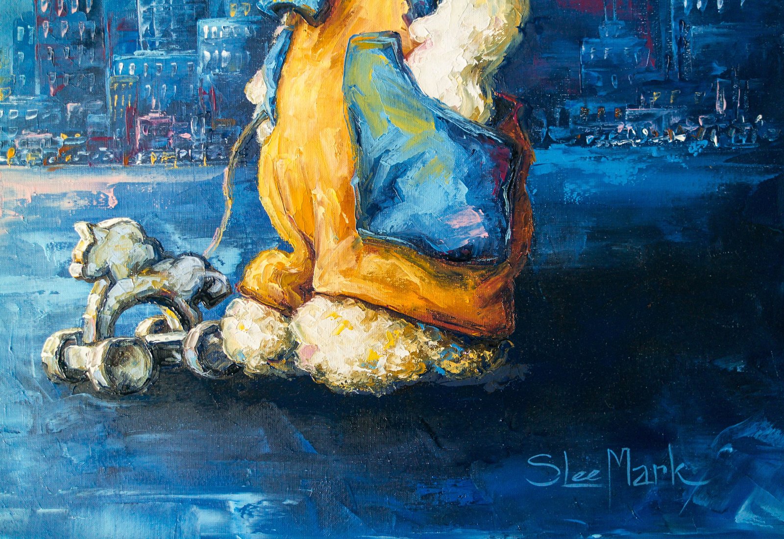Rabbit Big city lights 26" Original Modern art by S. Lee Mark Home & Living Home Decor Wall Decor Wall Hangings Rabbit Paintings Banny