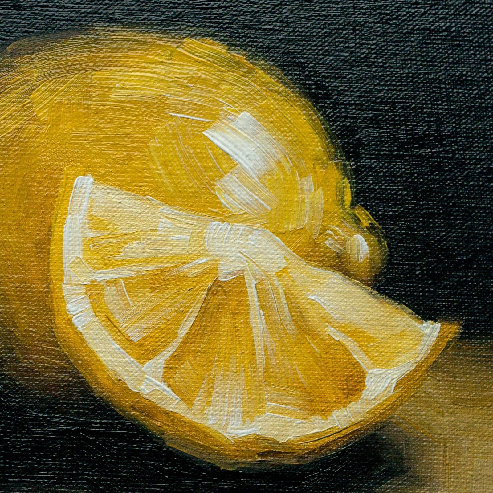 Slice of Lemon Original art 6x6 S. Lee Mark Stil life oil painting Fruit art still life Fruit painting Citrus art Home Décor Wall Hangings