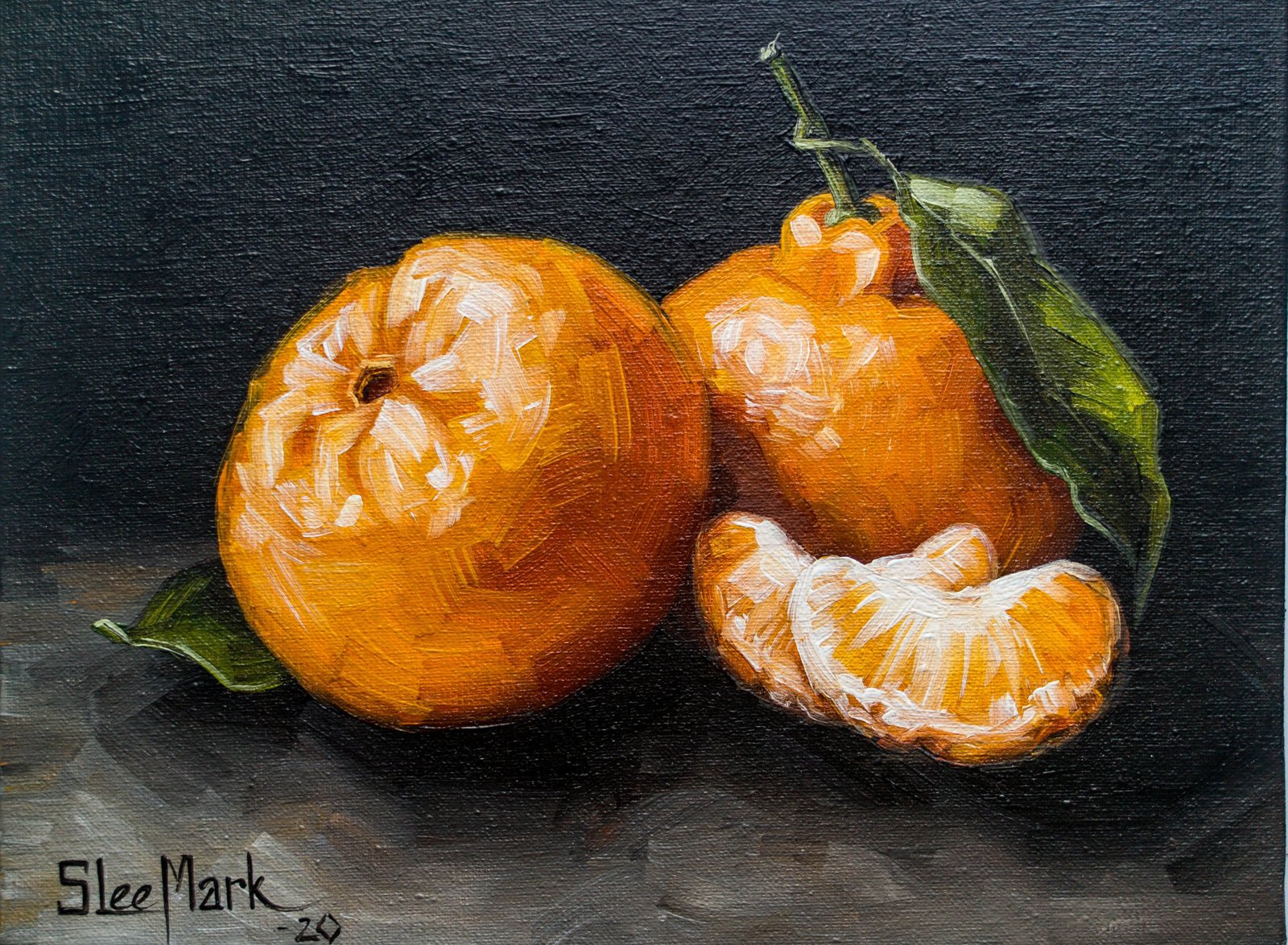 2+2 tangerine Original art 6x8 by S. Lee Mark - Stil life oil painting Fruit art Fruit still life Fruit painting Citrus art by Svitlana Lee Mark