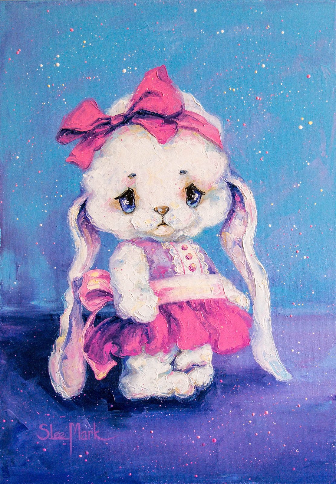 Barbie Rabbit Baby 20" Modern Original art by S. Lee Mark rabbit princess bunny animal fine art painting rabbit queen bunny pink Barbie by Svitlana Lee Mark