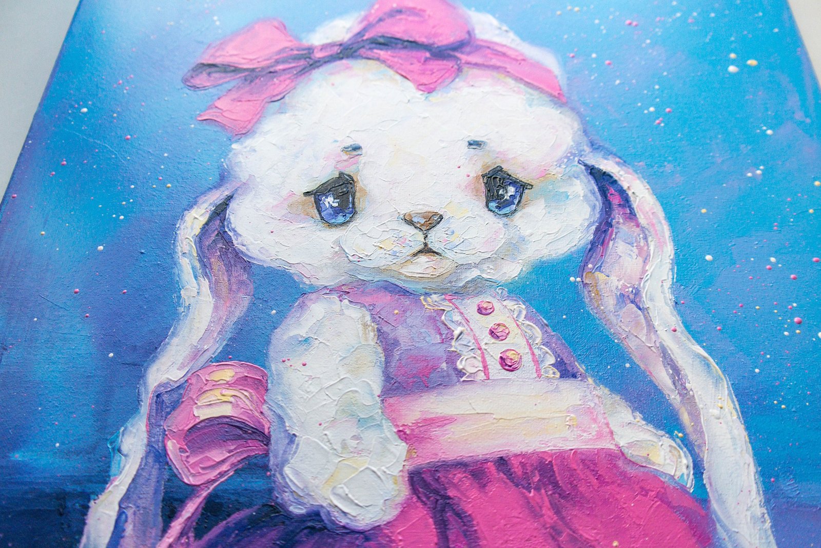 Barbie Rabbit Baby 20" Modern Original art by S. Lee Mark rabbit princess bunny animal fine art painting rabbit queen bunny pink Barbie