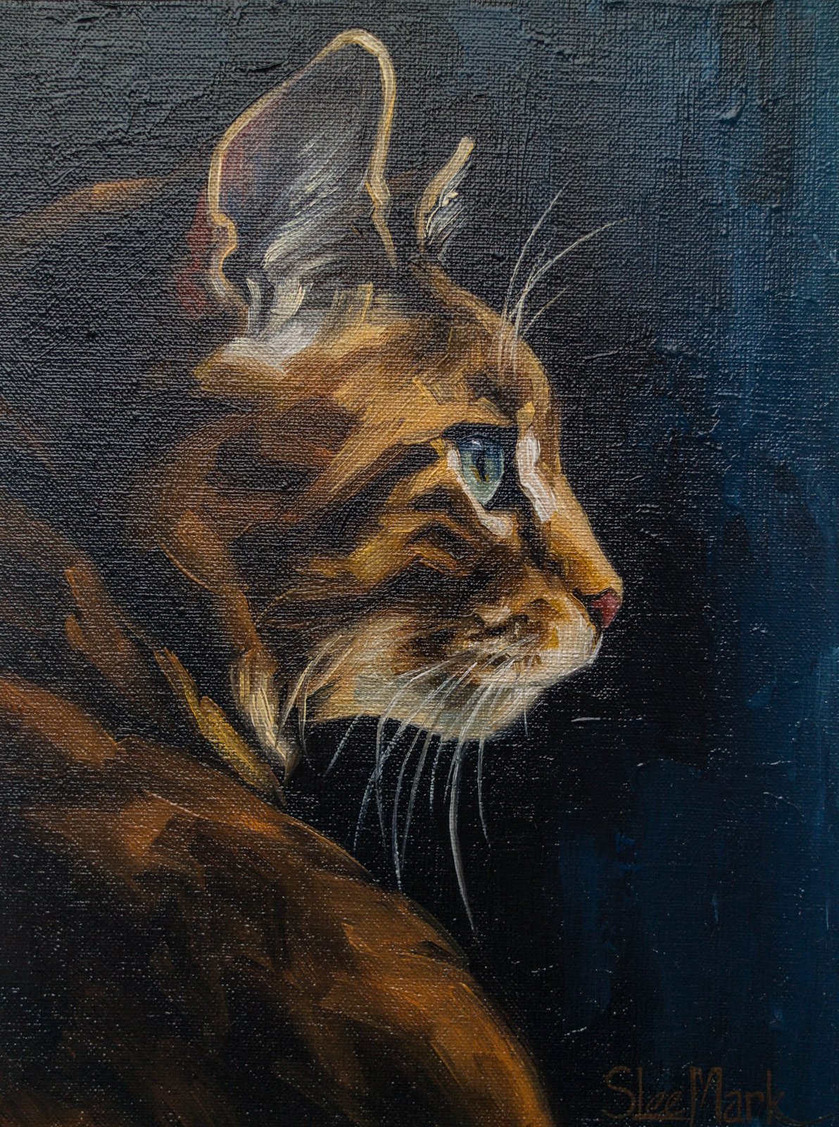 Sight 8" by S.Lee Mark cat oil painting Pet portrait Ginger Cat portrait Animal painting Animal art Original art Home Living Home Décor Wall