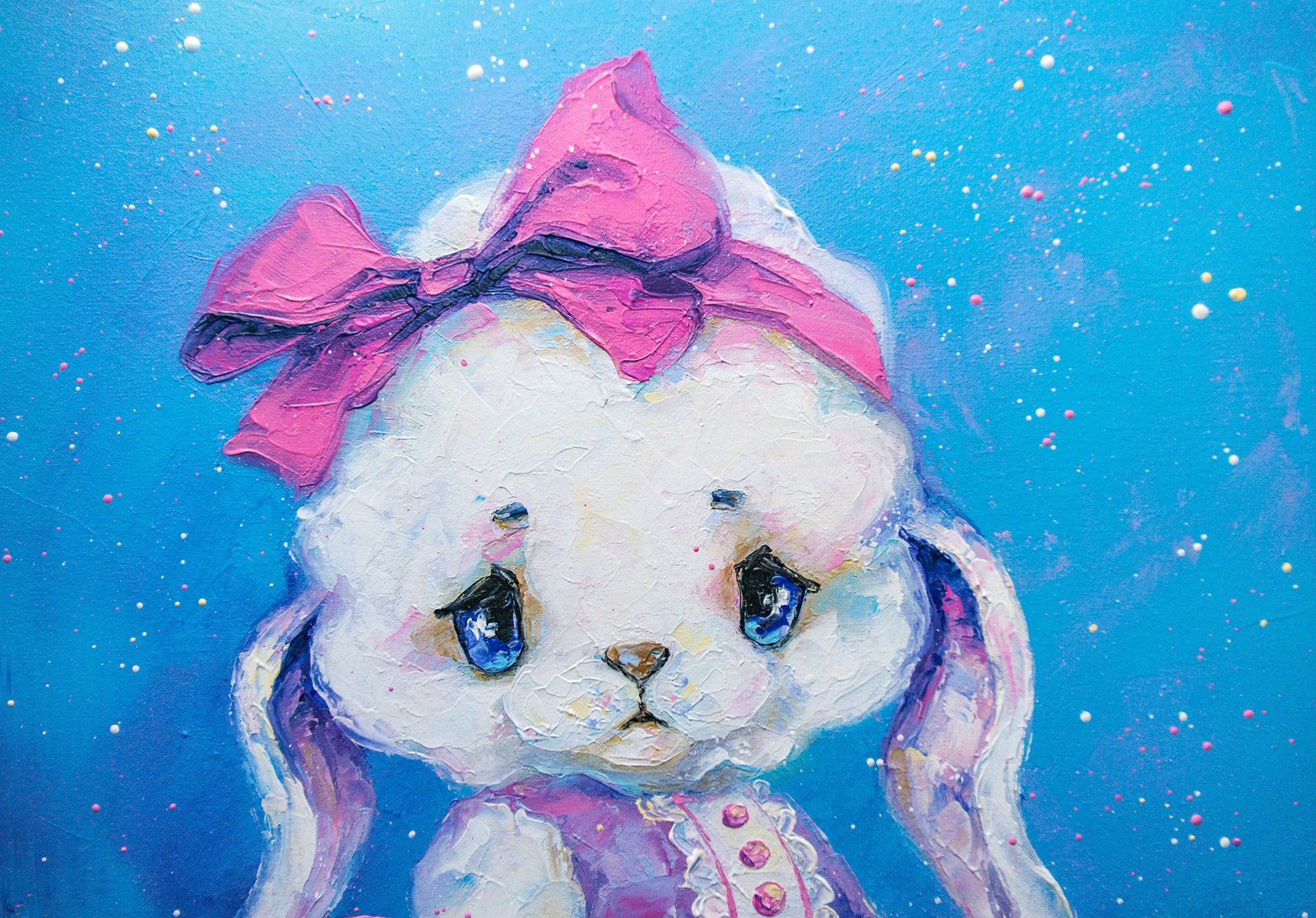 Barbie Rabbit Baby 20" Modern Original art by S. Lee Mark rabbit princess bunny animal fine art painting rabbit queen bunny pink Barbie