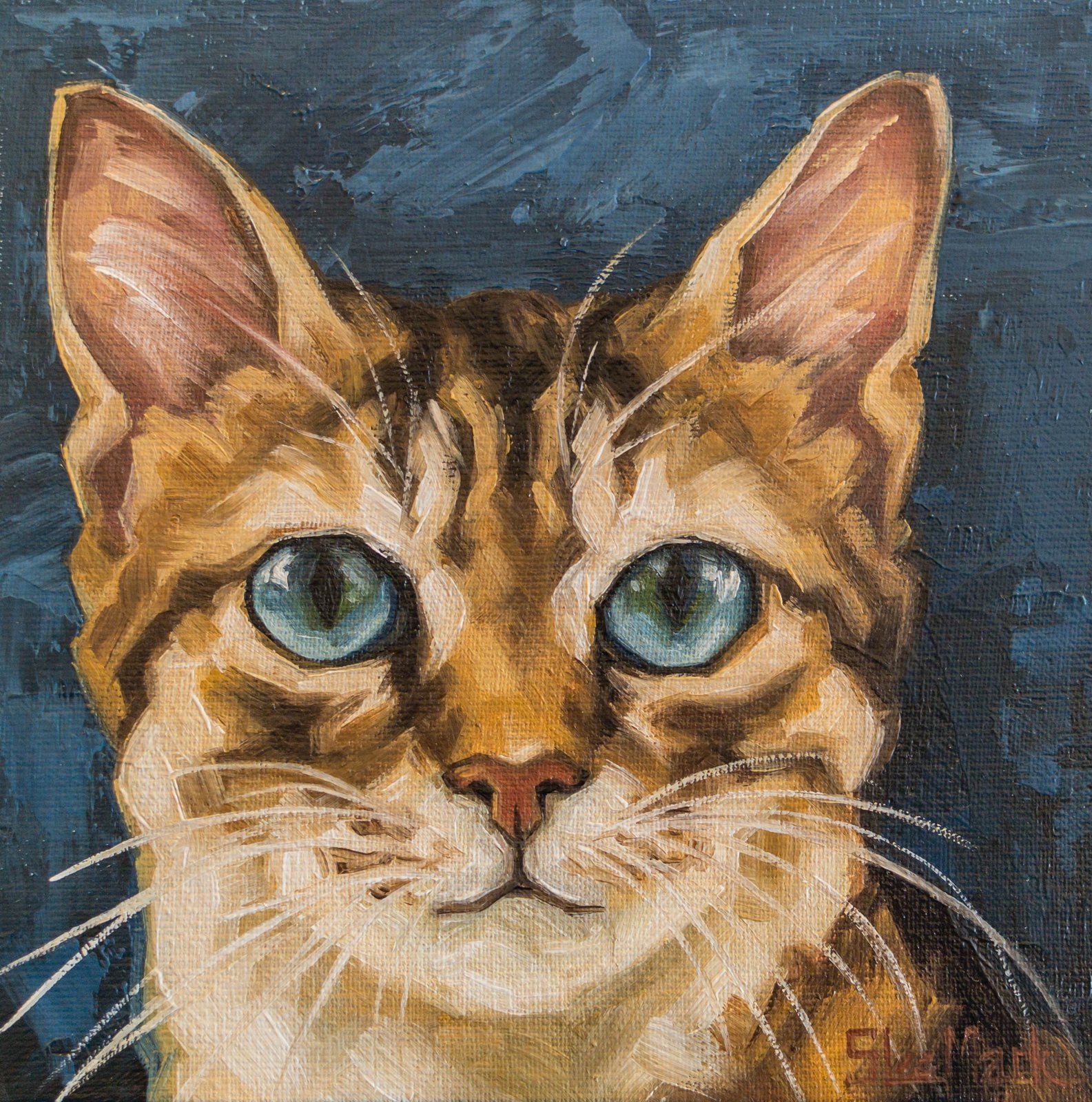 Oliver Original art 6" by S. Lee Mark Cat oil painting Pet portrait Scottish Cat portrait Animal art Home & Living Home Wall Décor Paintings