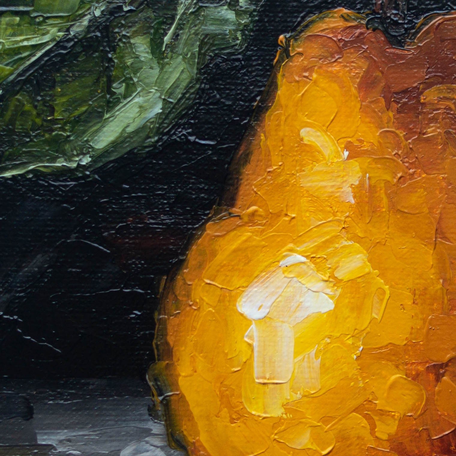 Pear Original art 6x6 by S. Lee Mark - Stil life oil painting Fruit art Vegetable still life painting Small artwork Kitchen Decor