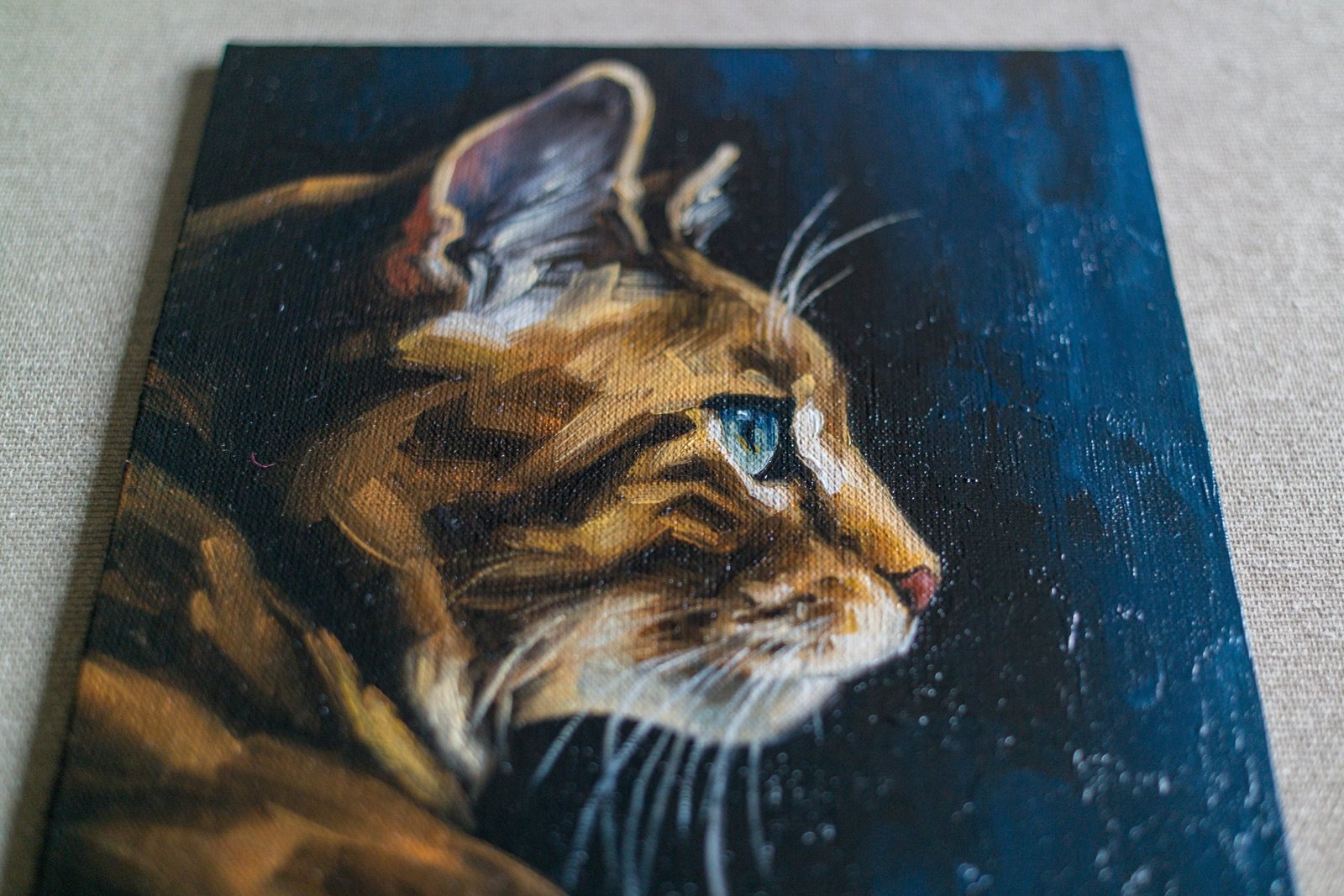 Sight 8" by S.Lee Mark cat oil painting Pet portrait Ginger Cat portrait Animal painting Animal art Original art Home Living Home Décor Wall