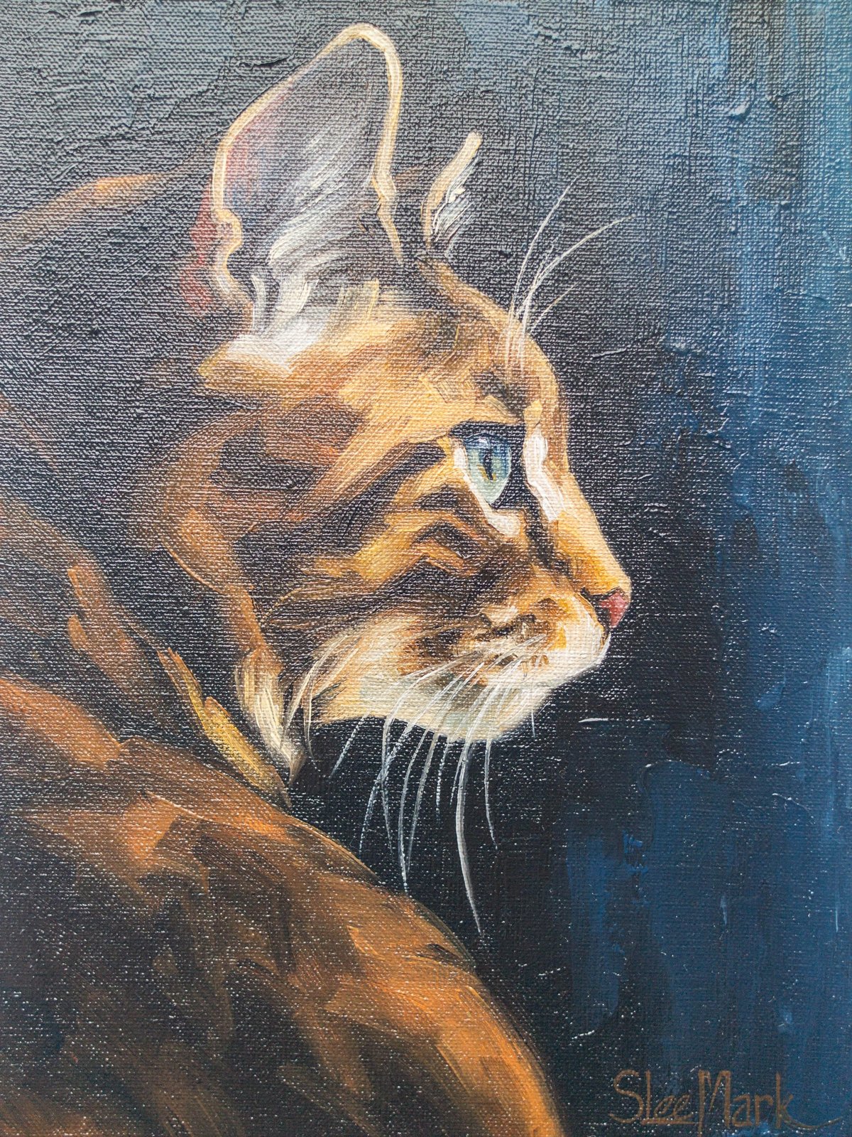 Sight 8" by S.Lee Mark cat oil painting Pet portrait Ginger Cat portrait Animal painting Animal art Original art Home Living Home Décor Wall